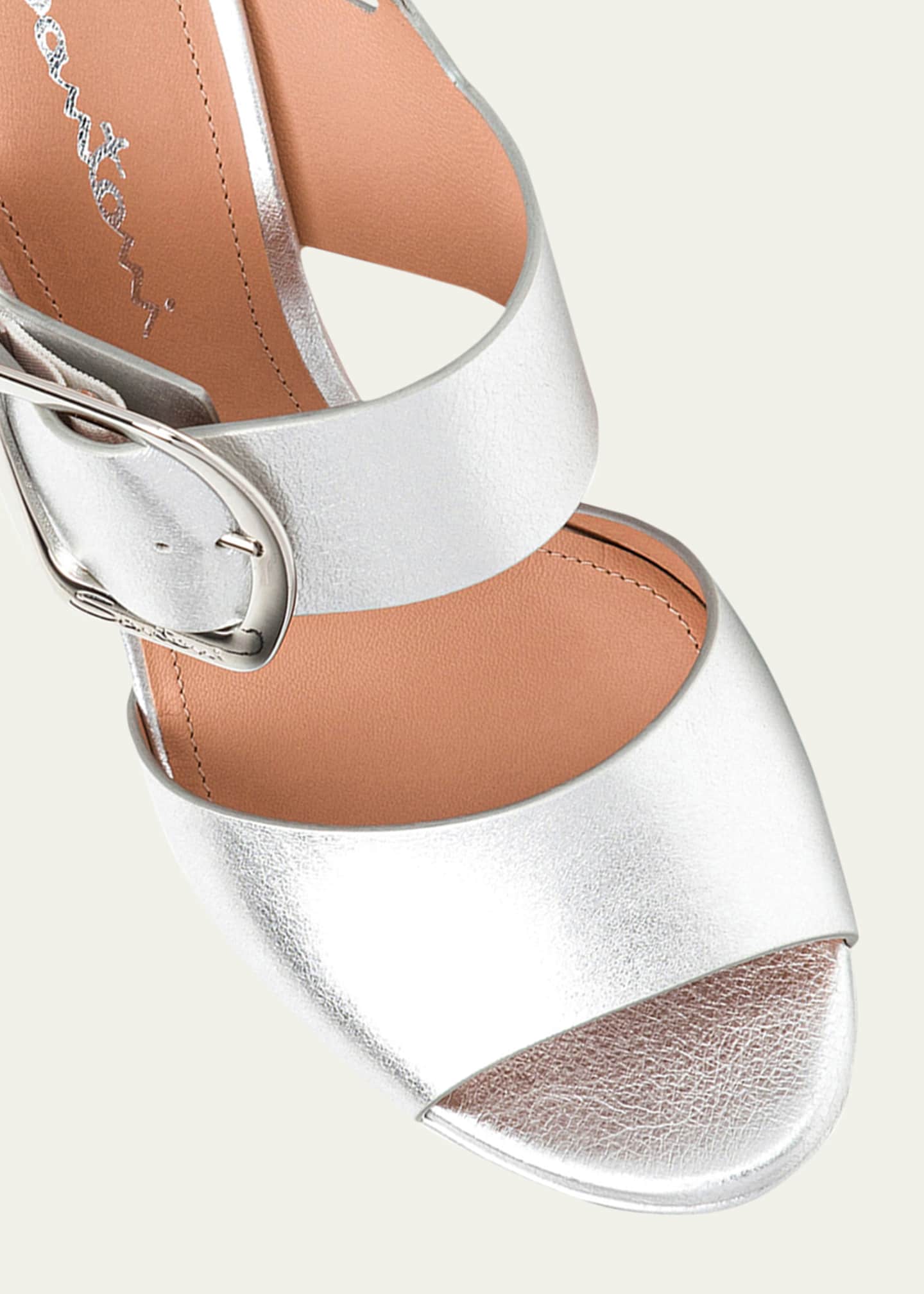 Santoni Bruxel Metallic Buckle Platform Sandals Image 4 of 5