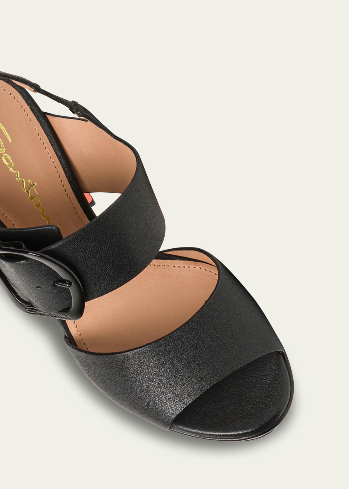 Santoni Bruxel Leather Buckle Platform Sandals Image 3 of 3