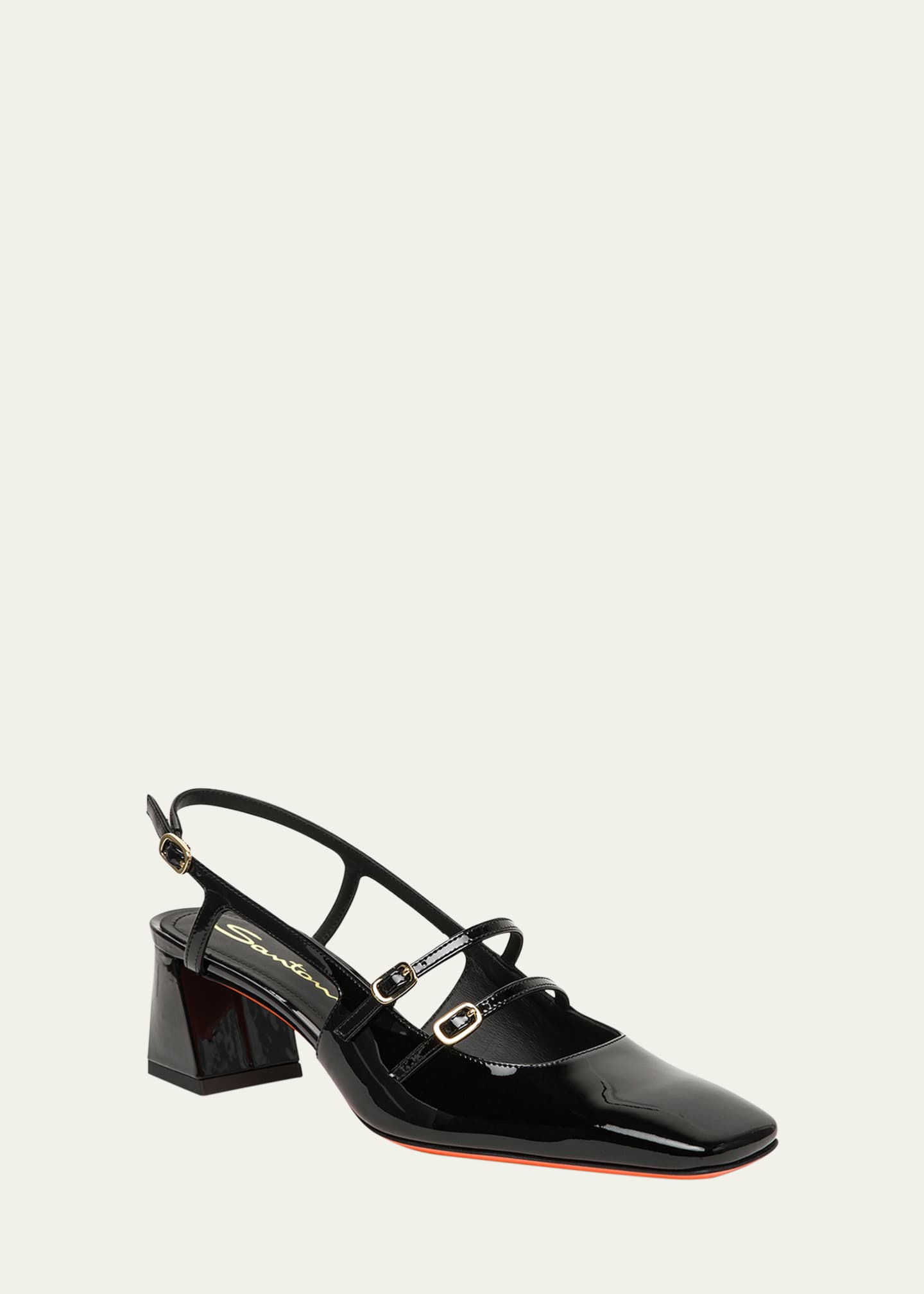 Santoni Aurora Buckle Ankle-Strap Patent Leather Pumps Image 2 of 5