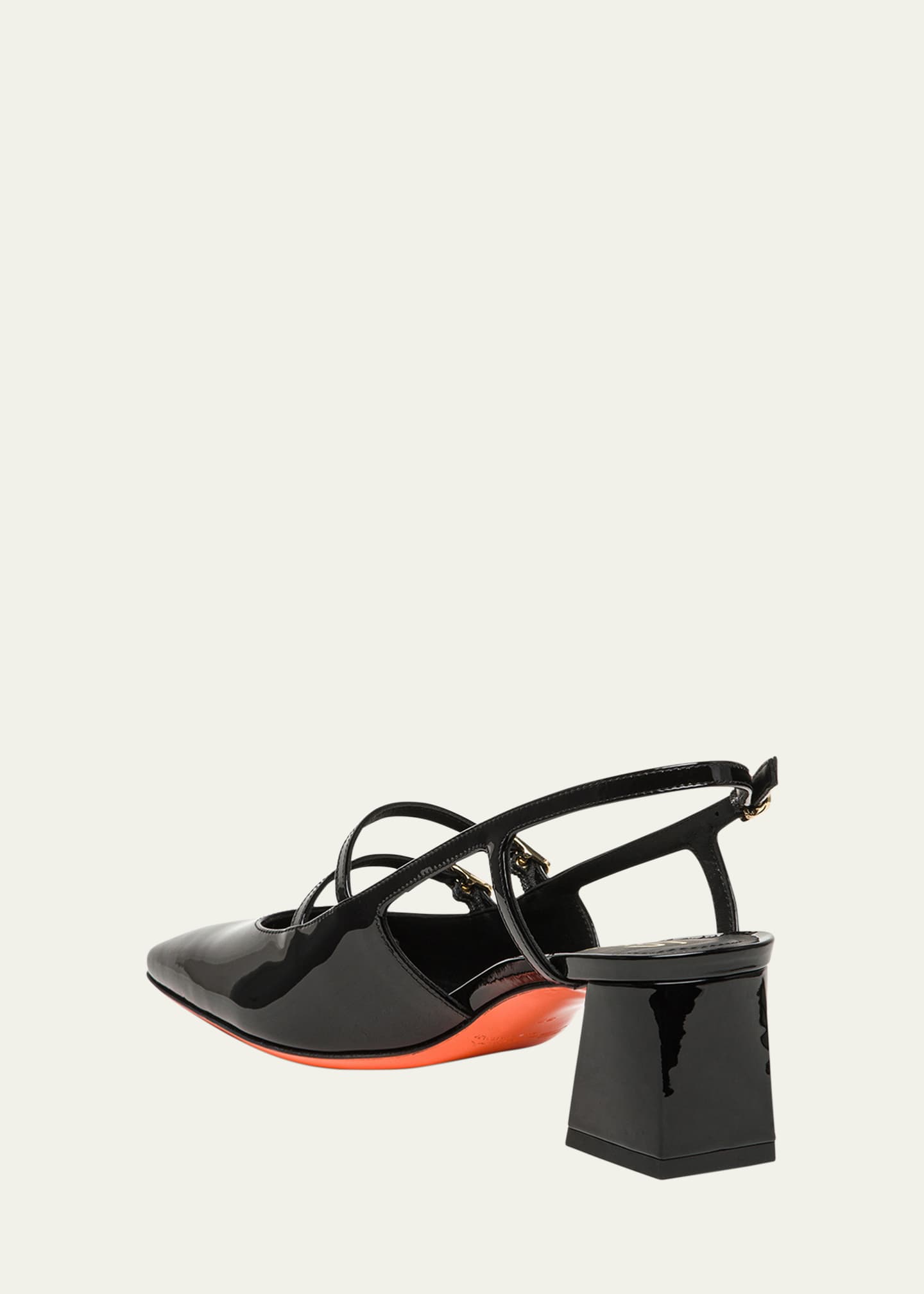 Santoni Aurora Buckle Ankle-Strap Patent Leather Pumps Image 3 of 5
