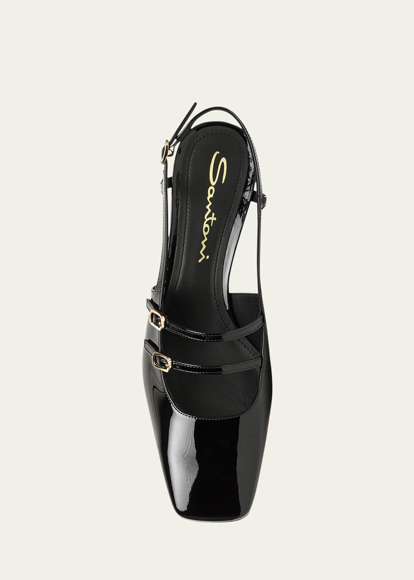 Santoni Aurora Buckle Ankle-Strap Patent Leather Pumps Image 5 of 5