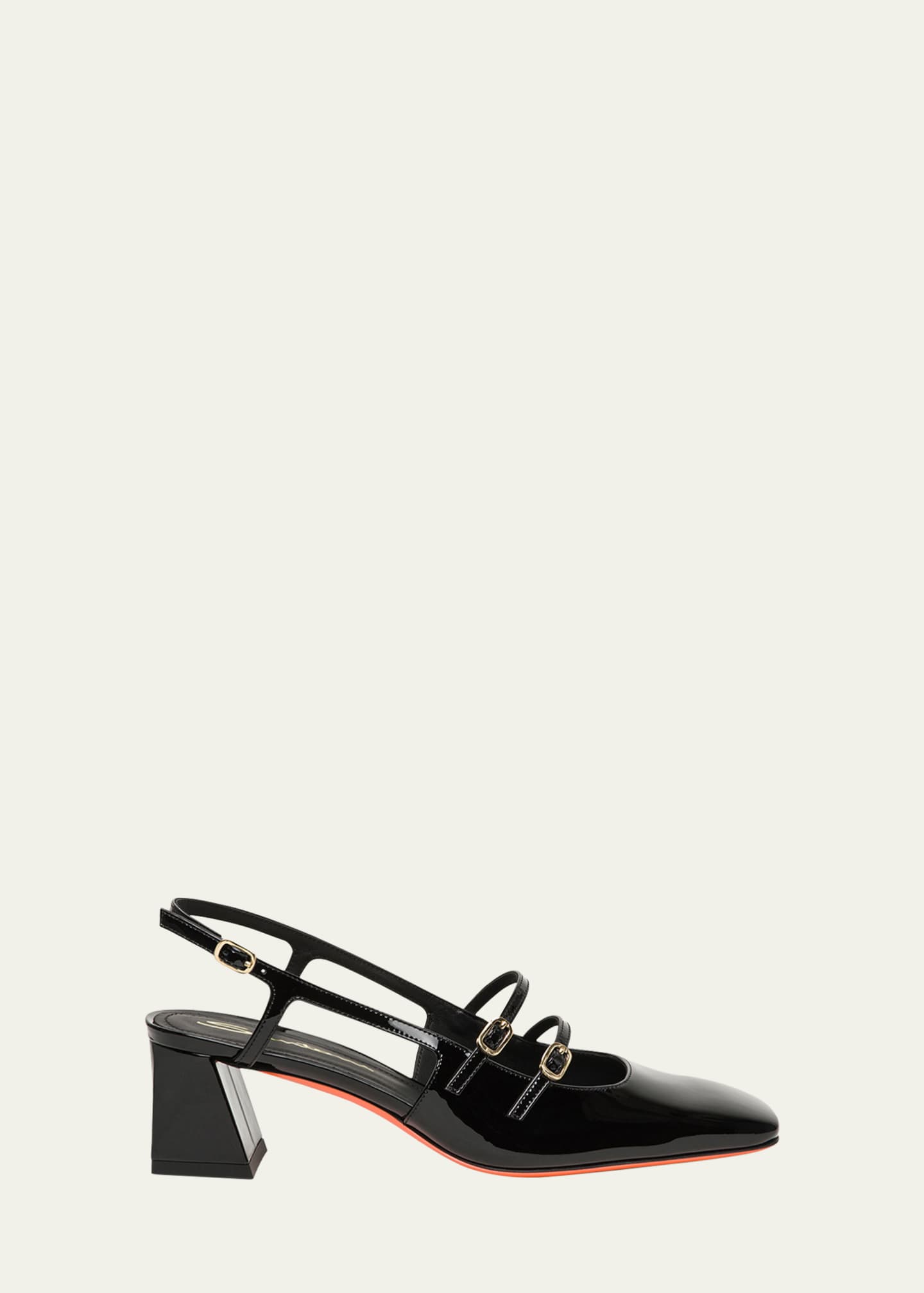 Santoni Aurora Buckle Ankle-Strap Patent Leather Pumps Image 1 of 5