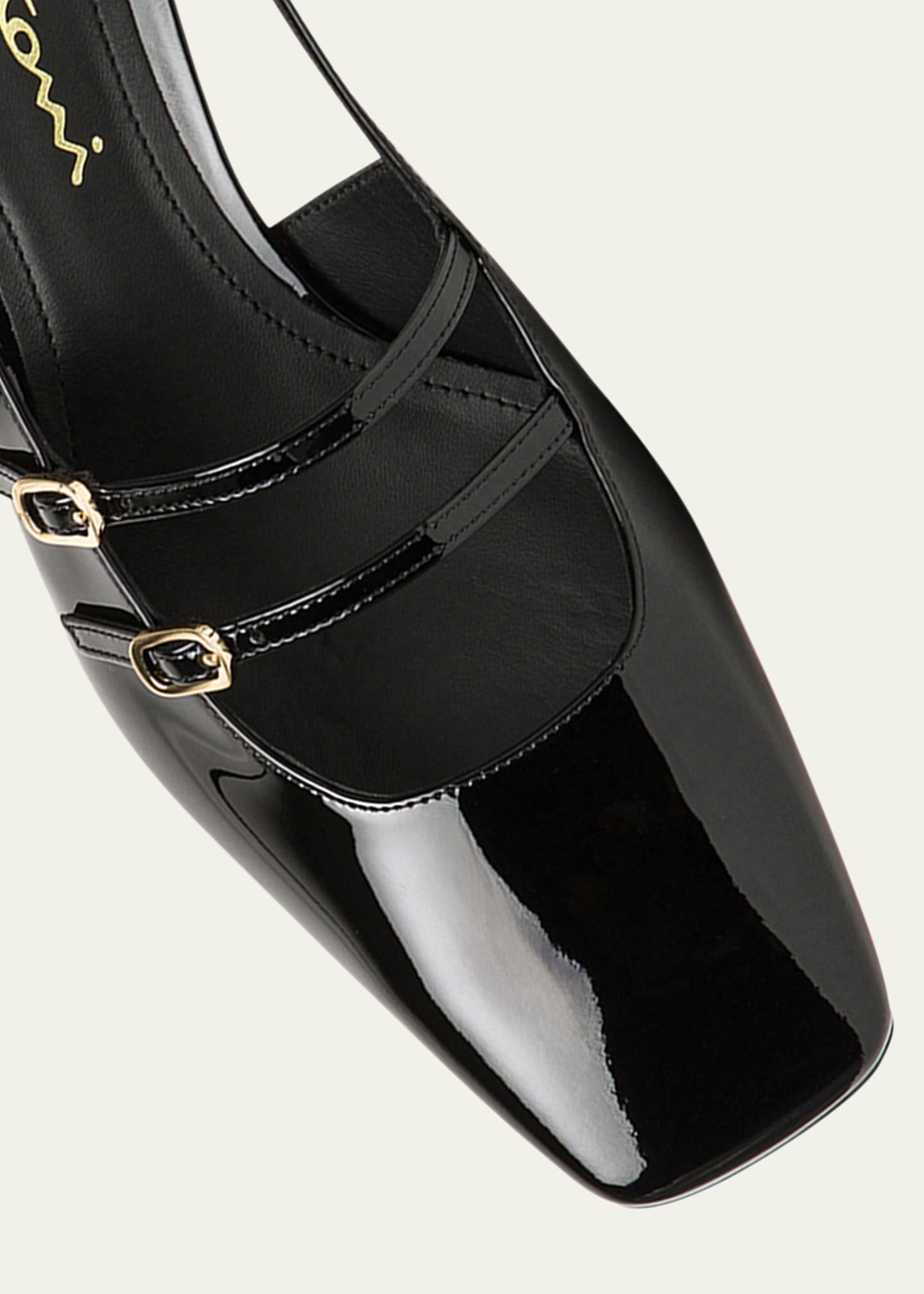 Santoni Aurora Buckle Ankle-Strap Patent Leather Pumps Image 4 of 5