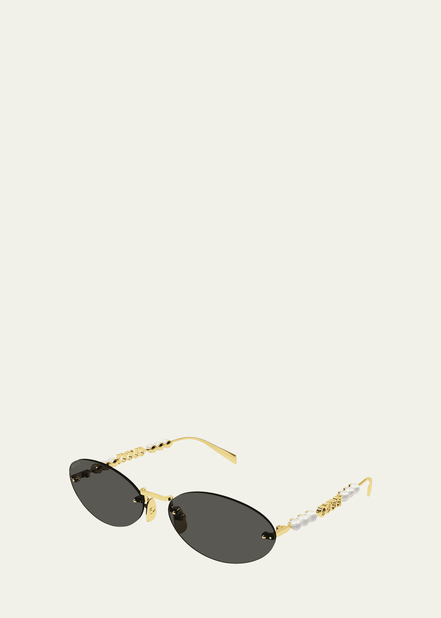 Gucci Rimless Metal Oval Sunglasses with Faux Pearls - Bergdorf