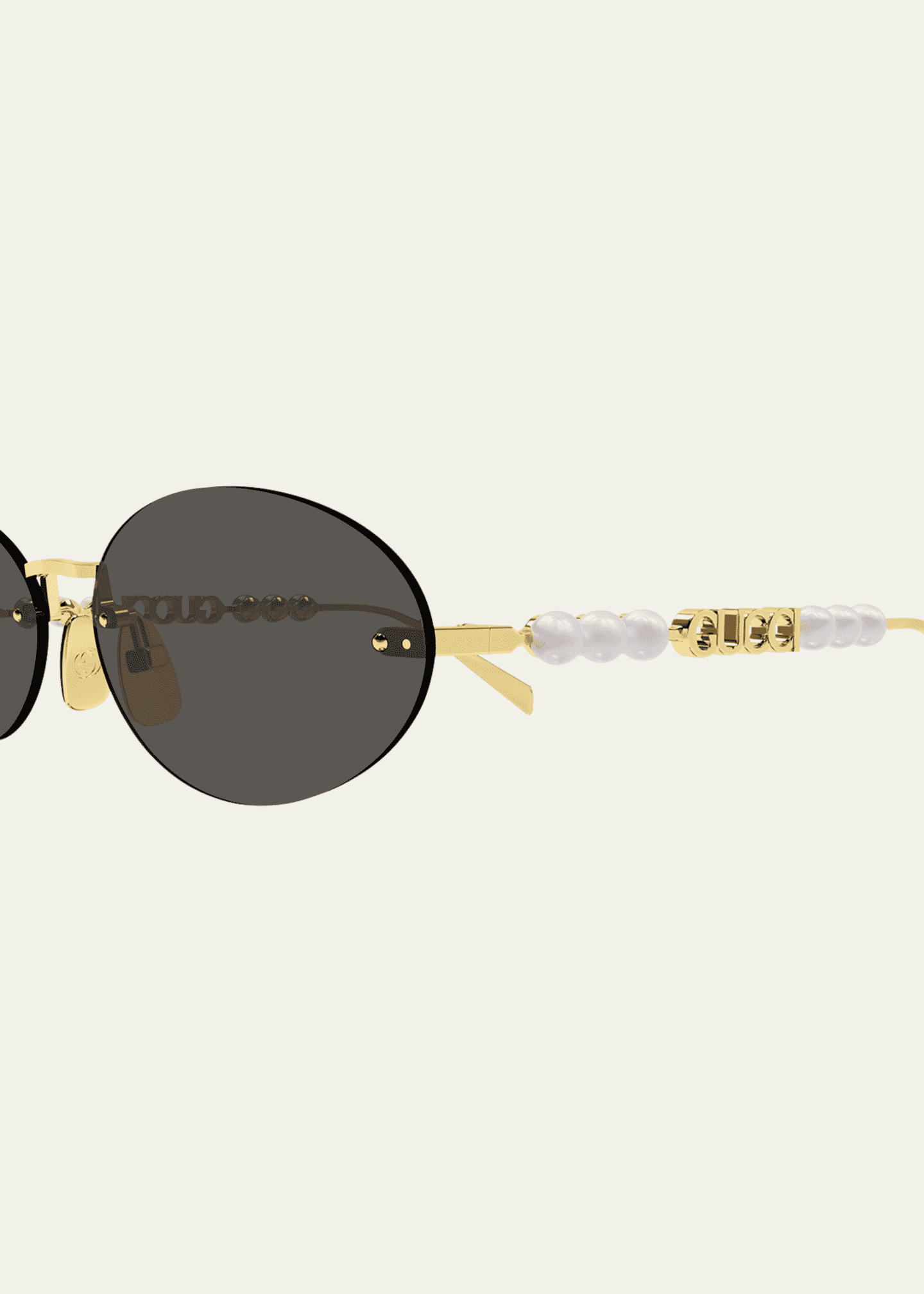 Gucci Rimless Metal Oval Sunglasses with Faux Pearls - Bergdorf