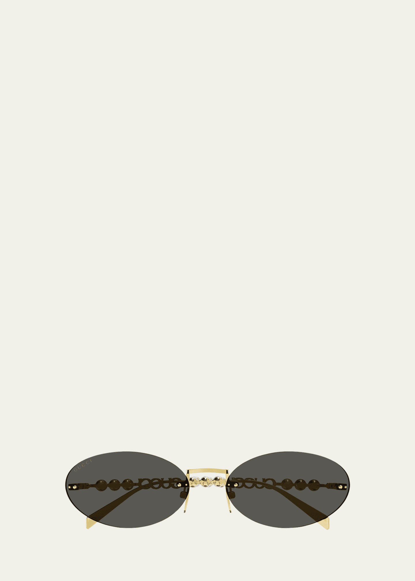 Gucci Rimless Metal Oval Sunglasses with Faux Pearls - Bergdorf