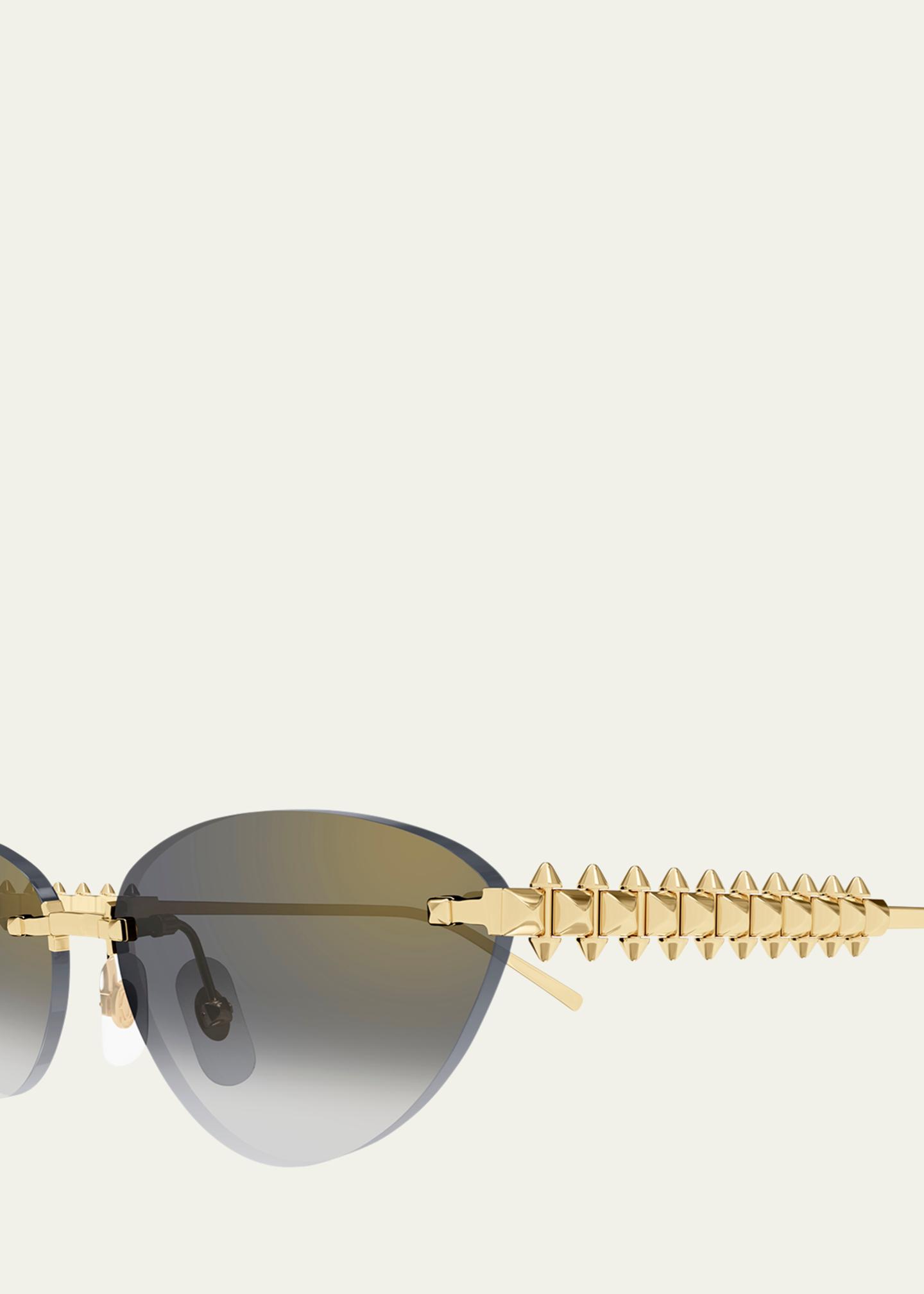 Cartier Brown Gradient Rimless Cat-Eye Sunglasses with Gold Bridge Made In Italy Cartier CT0394S Square Sunglasses | Fashion Eyewear US main image 2