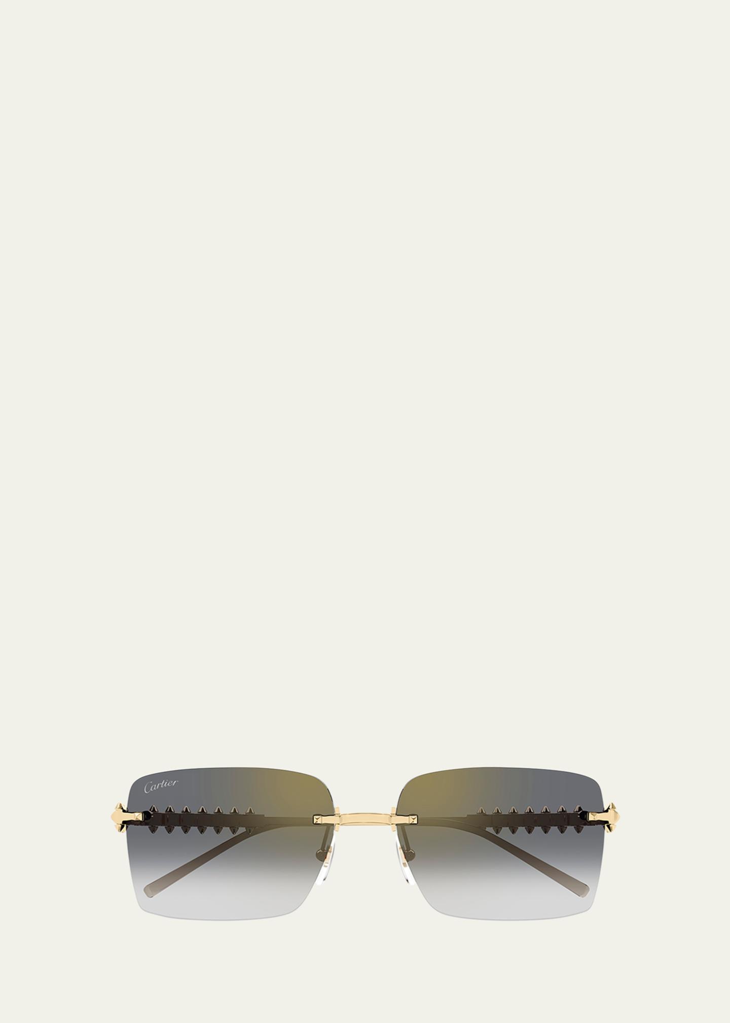 Cartier Rimless Metal Rectangle Sunglasses - Bergdorf Goodman