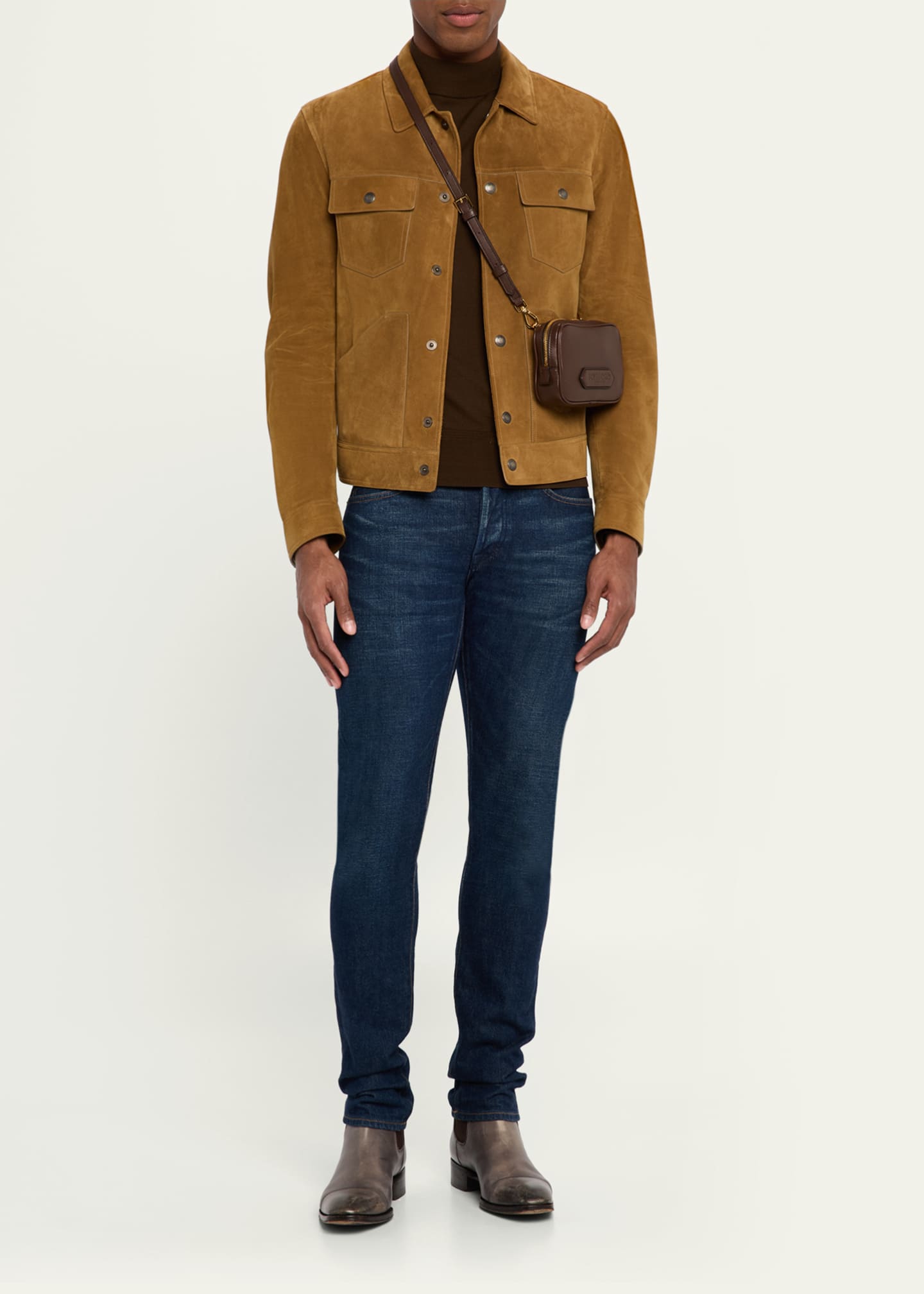 TOM FORD Men's Alexander Leather North/South Crossbody Bag Image 5 of 6