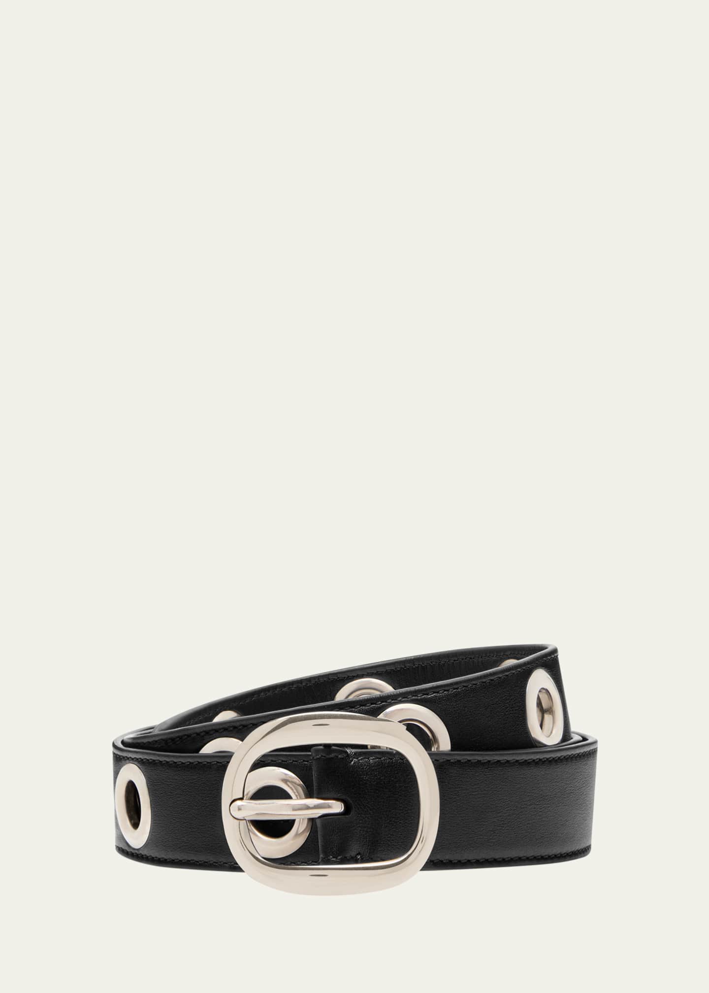 TOM FORD Men's Ovoid Leather Belt with Eyelets