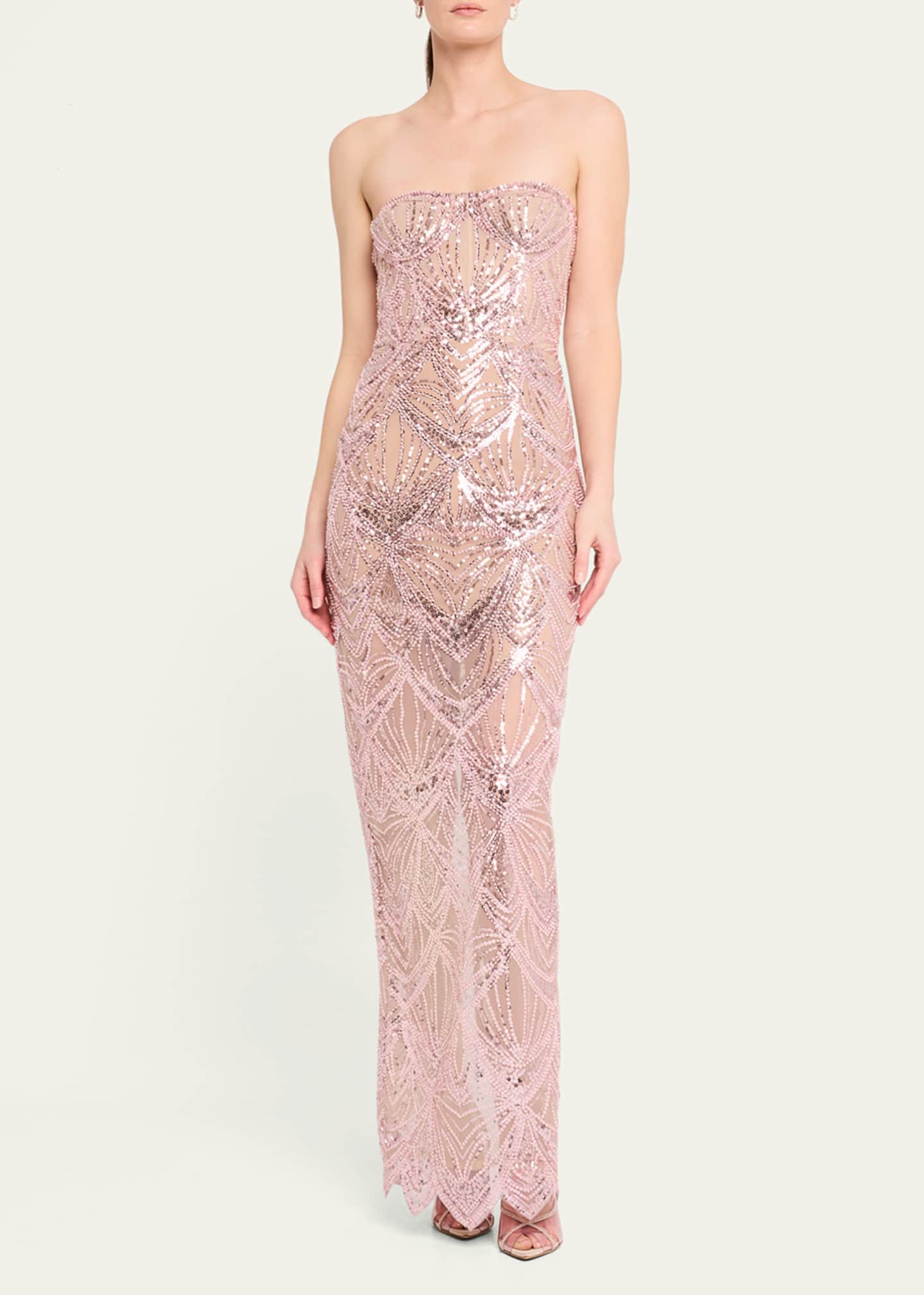 Bronx and Banco Giselle Strapless Bead & Sequin Column Gown Image 2 of 5