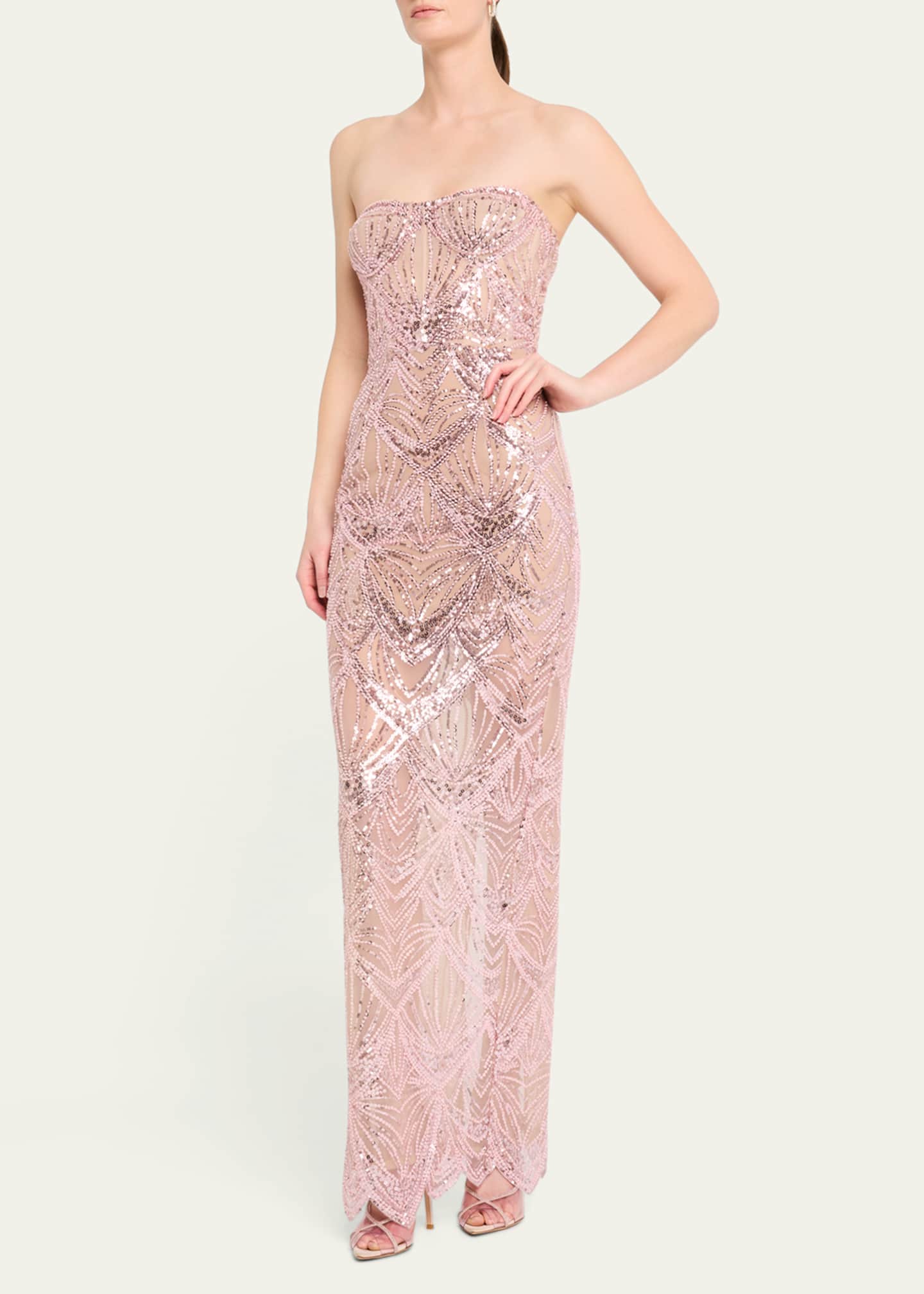 Bronx and Banco Giselle Strapless Bead & Sequin Column Gown Image 4 of 5