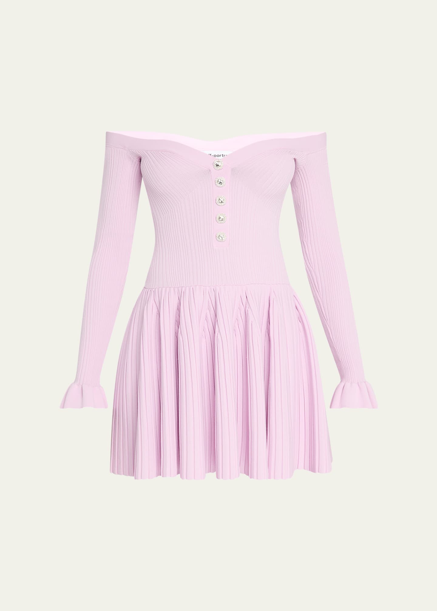 ワンピース Self Portrait Off-The-Shoulder Mini Dress In Rib Knit 25876361_56000754_600.jpg
