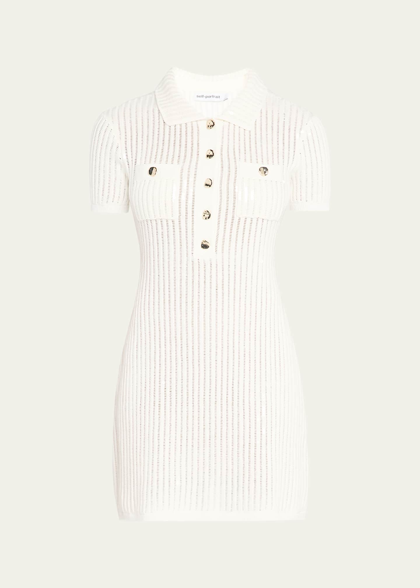ワンピース Self-Portrait Mini Crochet Dress With Sequins White Sequin Crochet Mini Dress – self-portrait-US