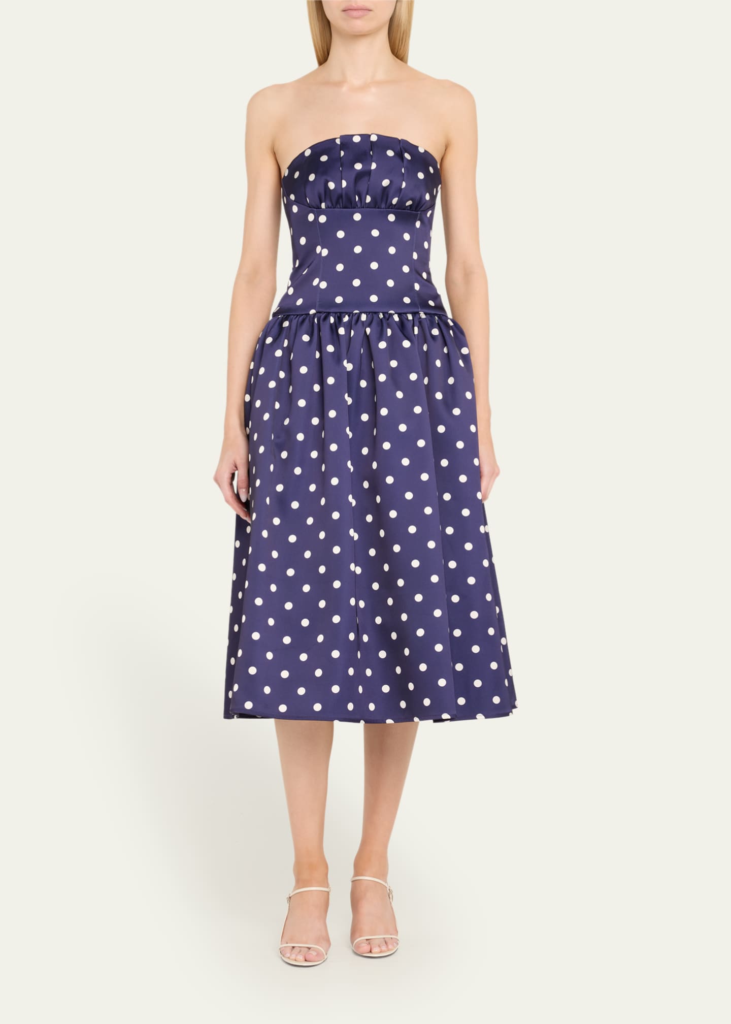 Polka Dot Satin Midi Dress