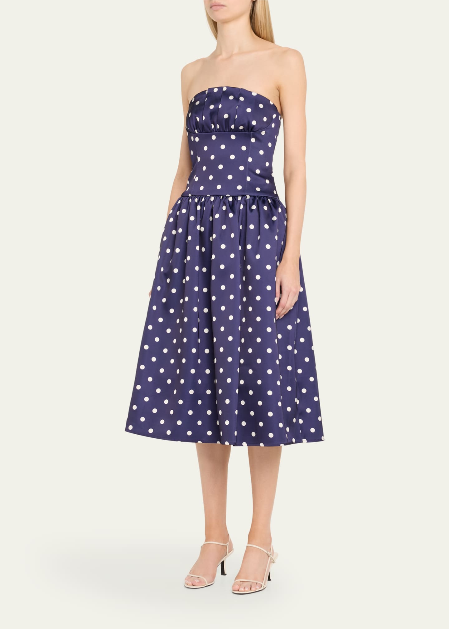 Polka Dot Satin Midi Dress