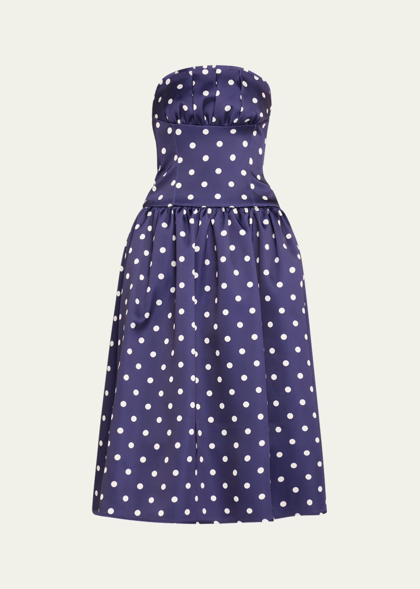 Self-Portrait Polka Dot Satin Midi Dress Image 1 of 5