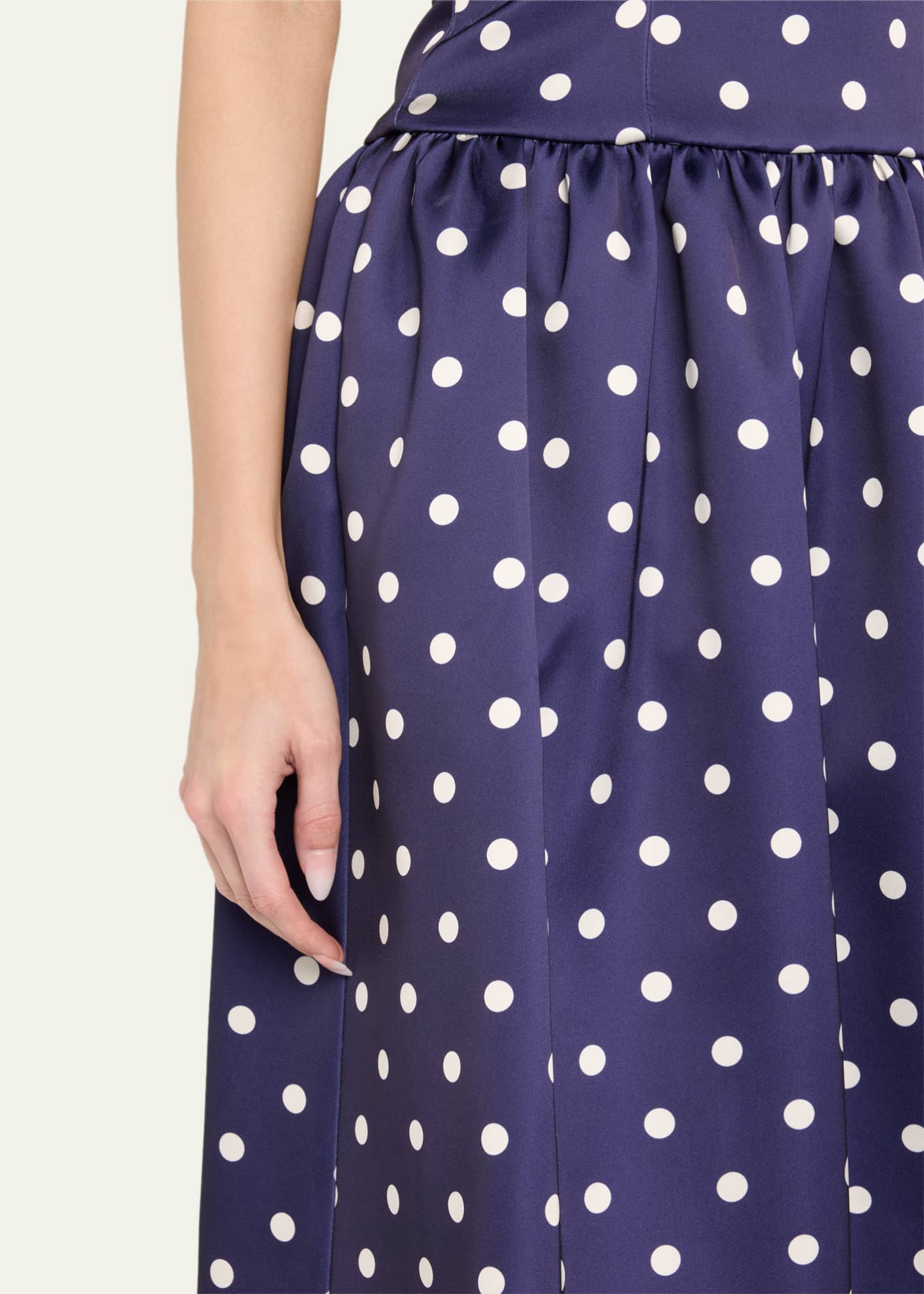 Polka Dot Satin Midi Dress