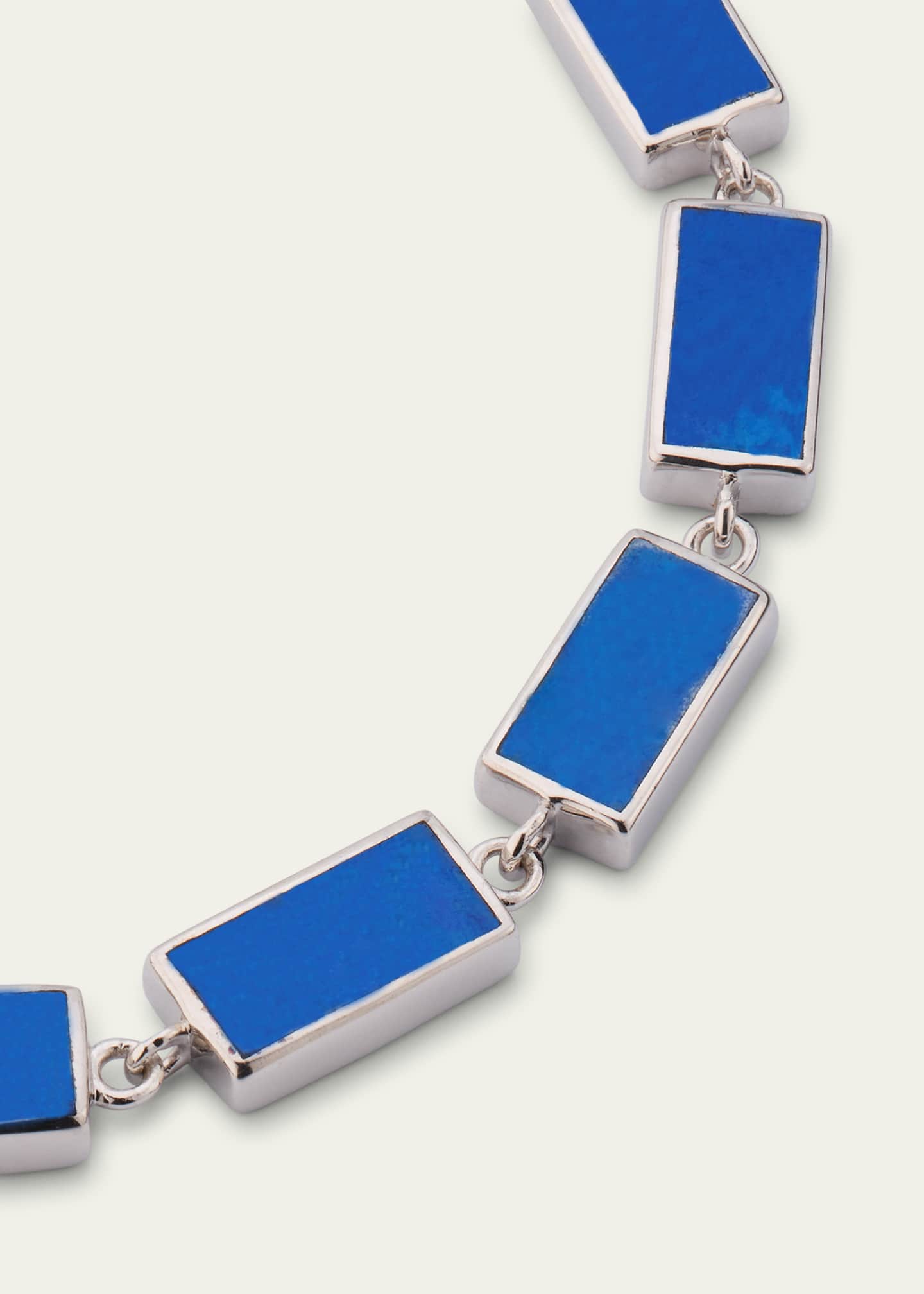 Jan Leslie Men's Sterling Silver and Rectangle Lapis Bracelet Image 3 of 4
