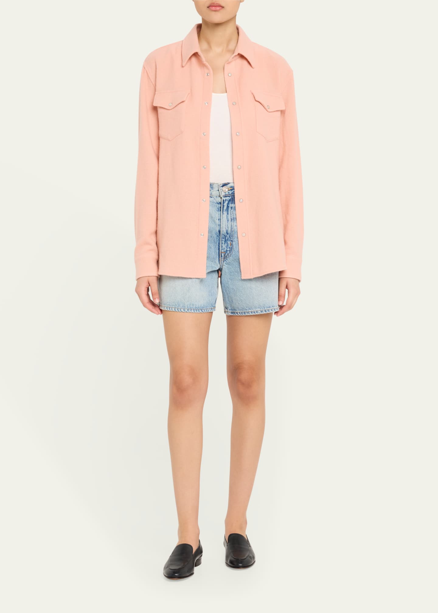 God's True Cashmere Peach Blush Cashmere Button-Down Shirt Image 2 of 5
