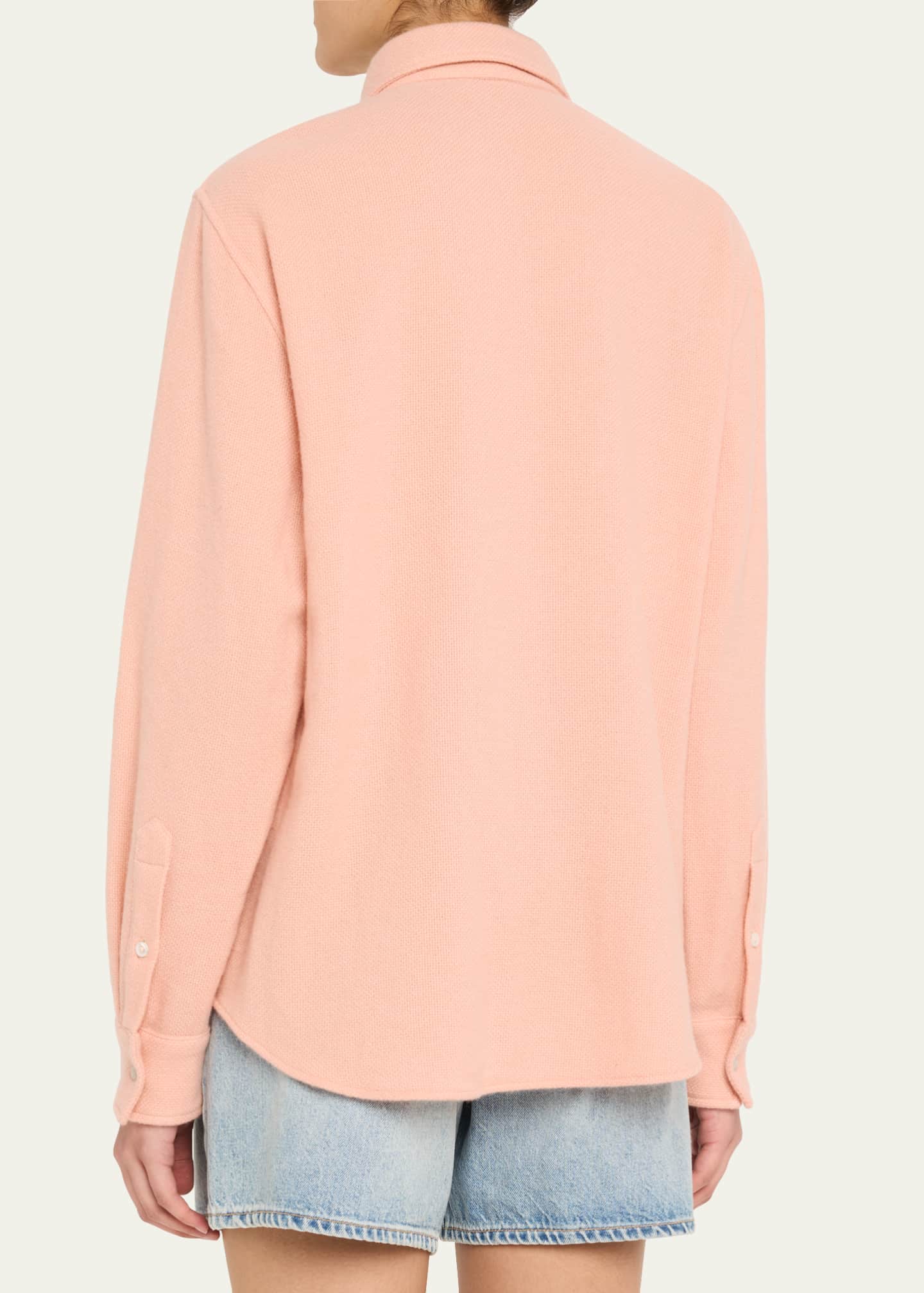 God's True Cashmere Peach Blush Cashmere Button-Down Shirt Image 3 of 5