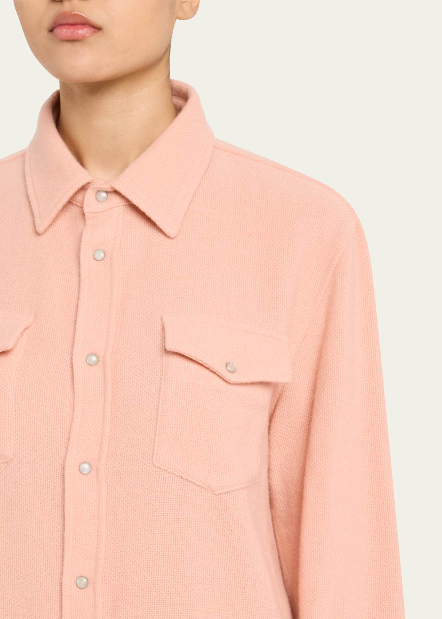 God's True Cashmere Peach Blush Cashmere Button-Down Shirt Image 5 of 5