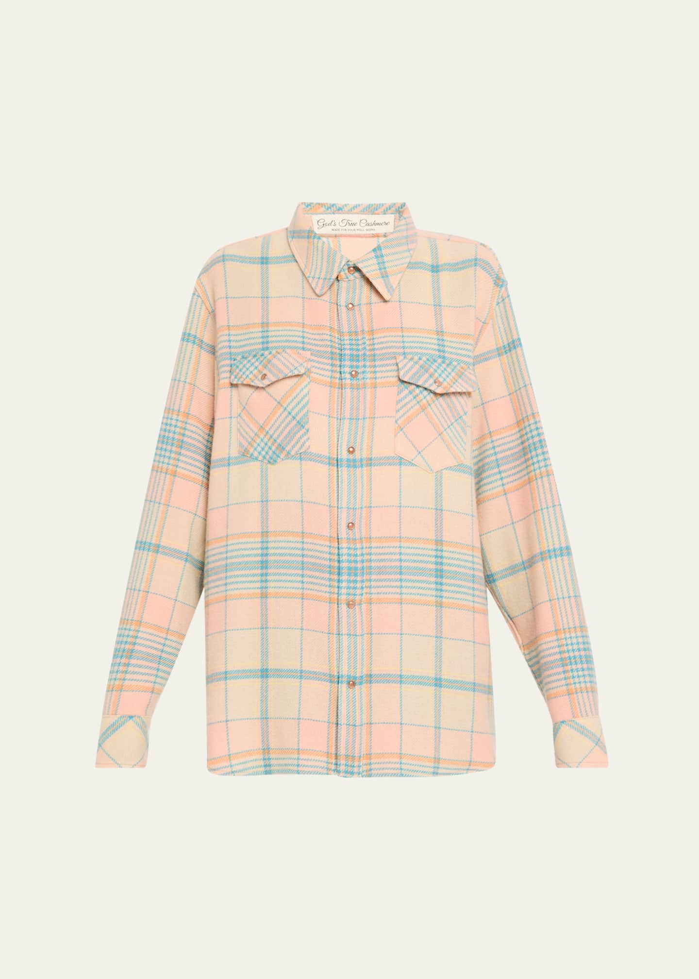 God's True Cashmere Lover Tartan Cashmere Shirt Image 1 of 5