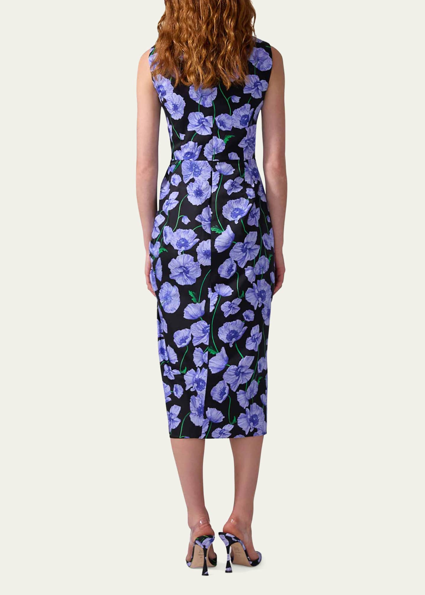 Carolina Herrera Floral Drawstring Midi Dress Image 3 of 3