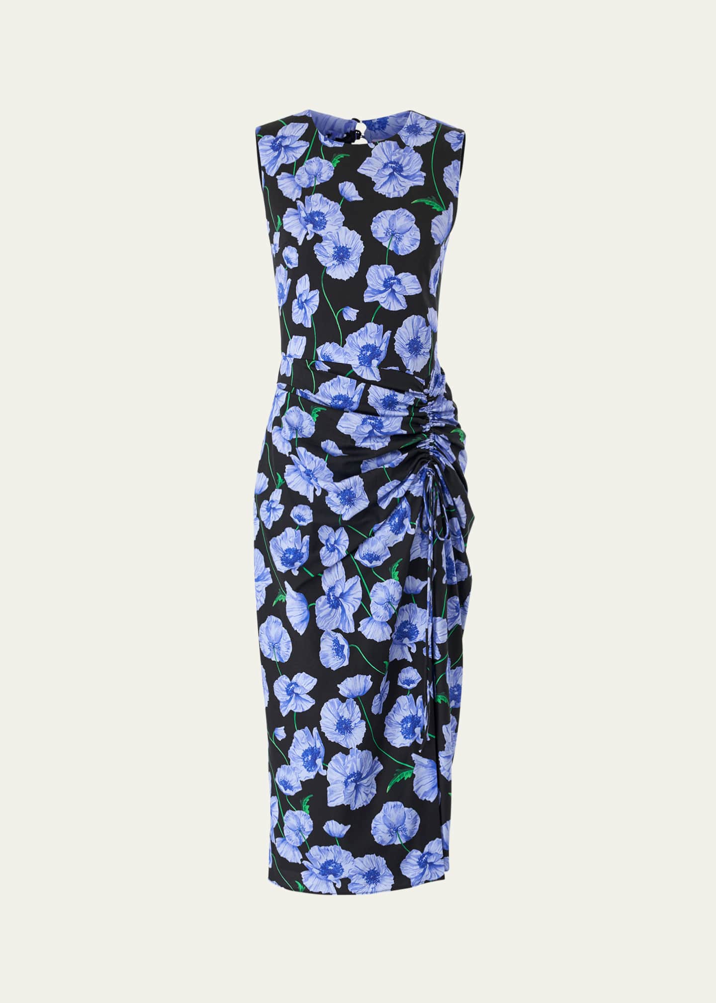 Carolina Herrera Floral Drawstring Midi Dress Image 1 of 3