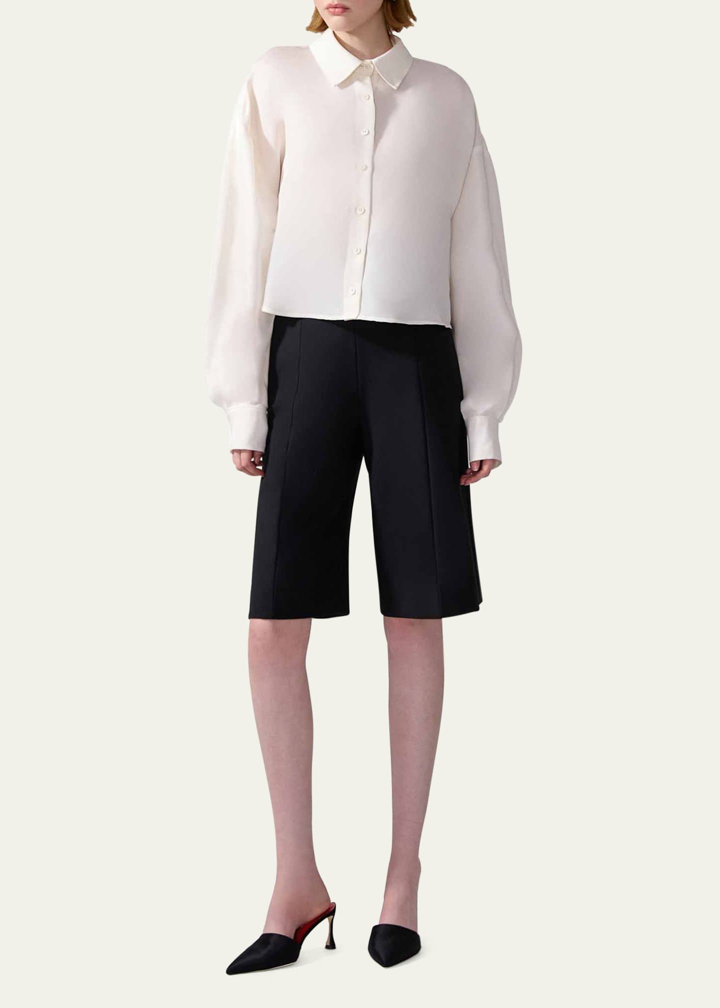Carolina Herrera Overized Crop Button Down Top Image 2 of 4