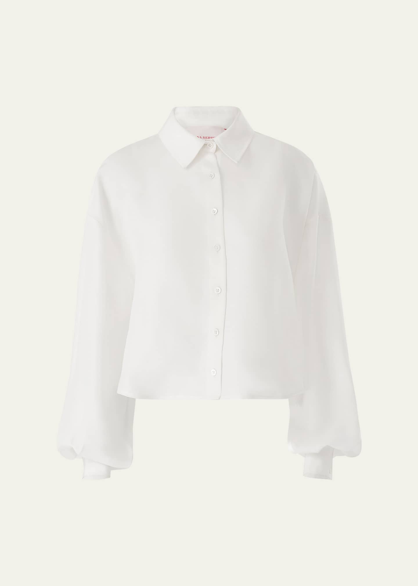 Carolina Herrera Overized Crop Button Down Top Image 1 of 4
