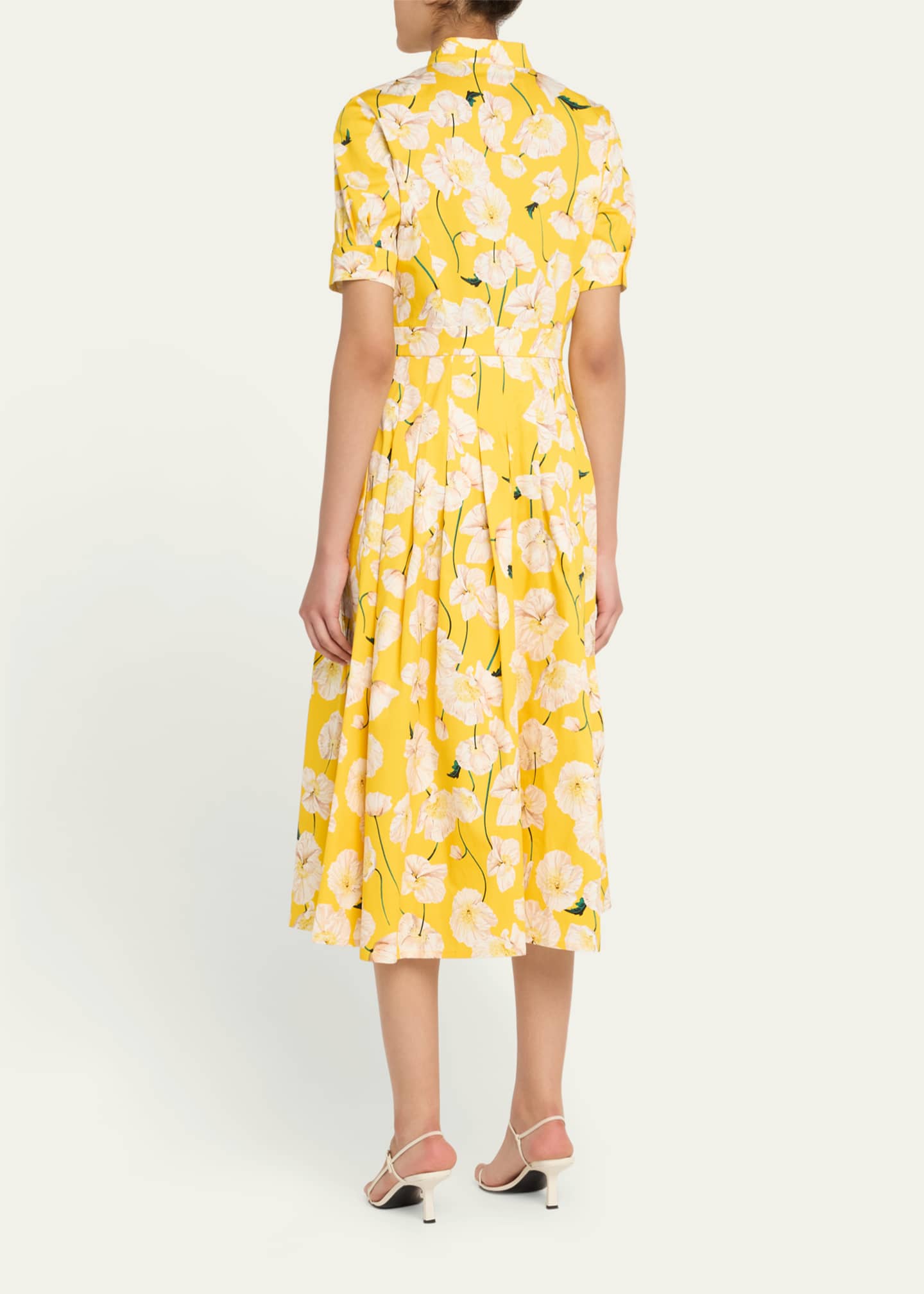 Carolina Herrera Floral-Print Stretch Cotton Shirt Dress Image 3 of 5