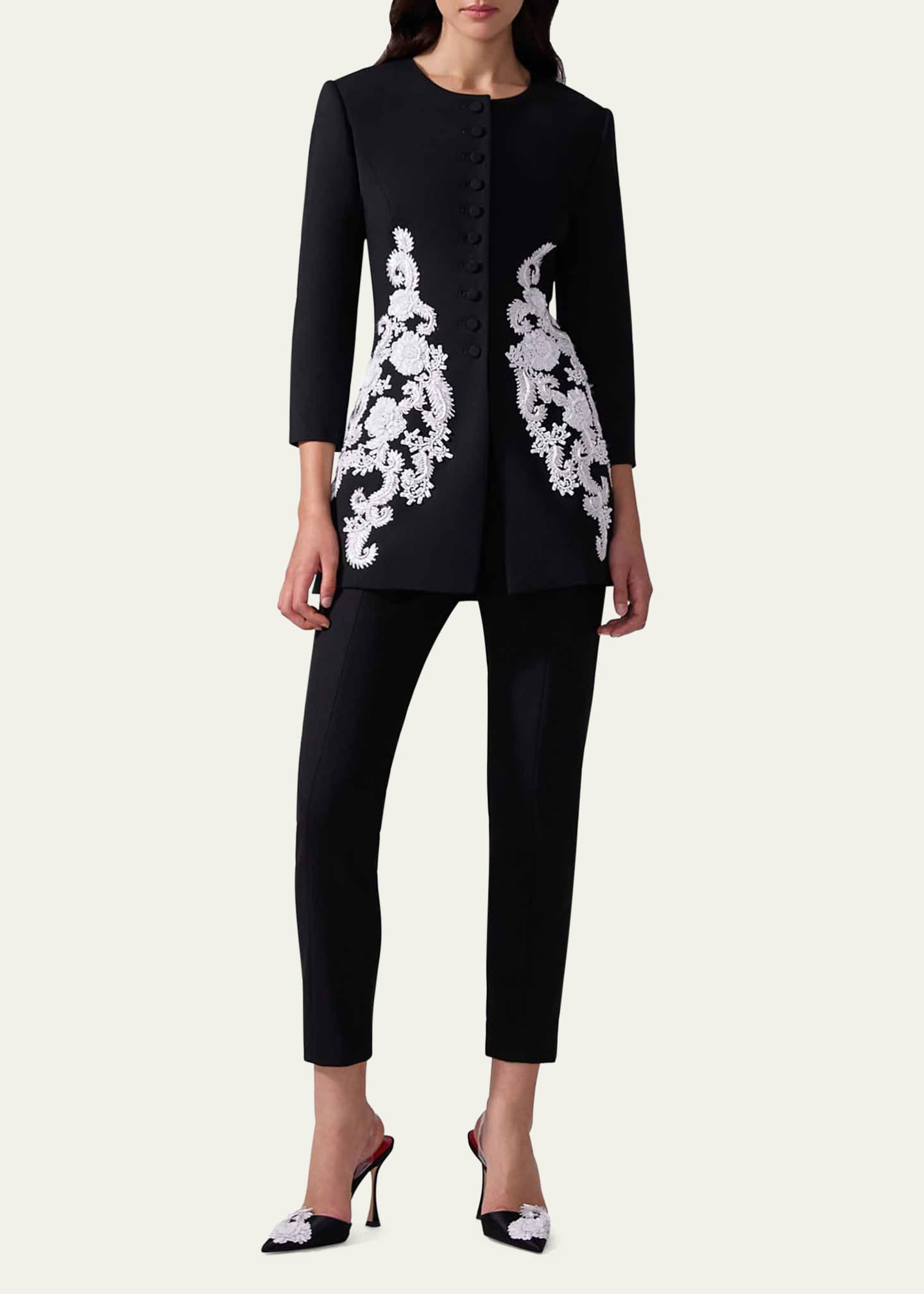 Carolina Herrera Floral Embroidered Wool Jacket Image 2 of 3