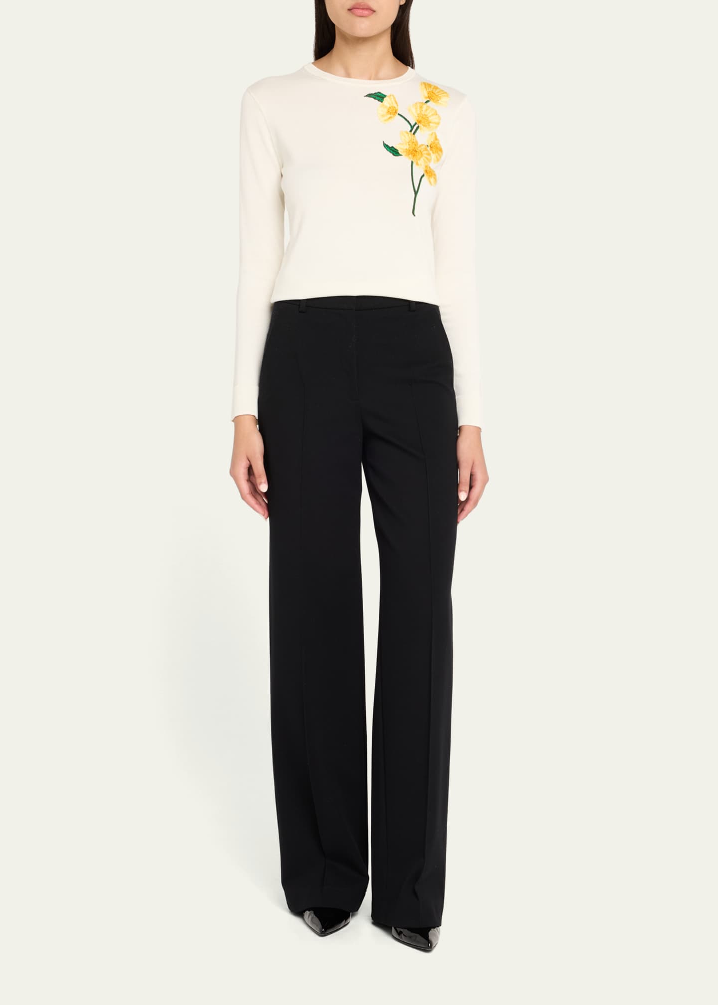 Carolina Herrera Floral Embroidered Sweater Image 2 of 5