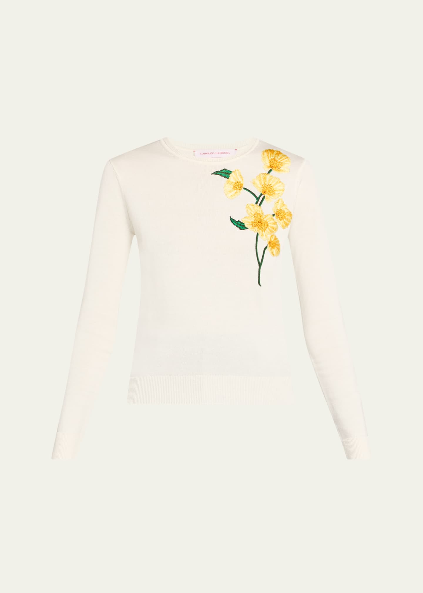 Carolina Herrera Floral Embroidered Sweater Image 1 of 5