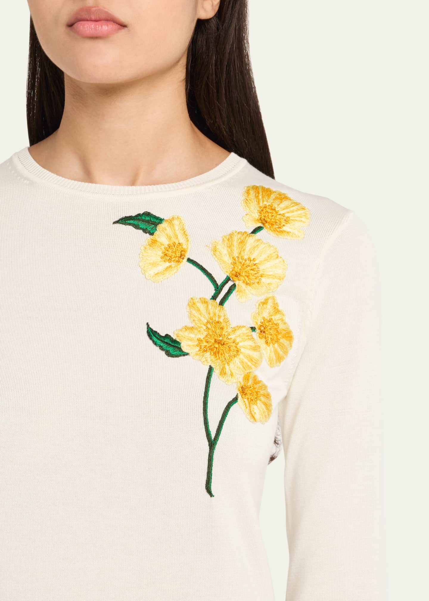 Carolina Herrera Floral Embroidered Sweater Image 5 of 5