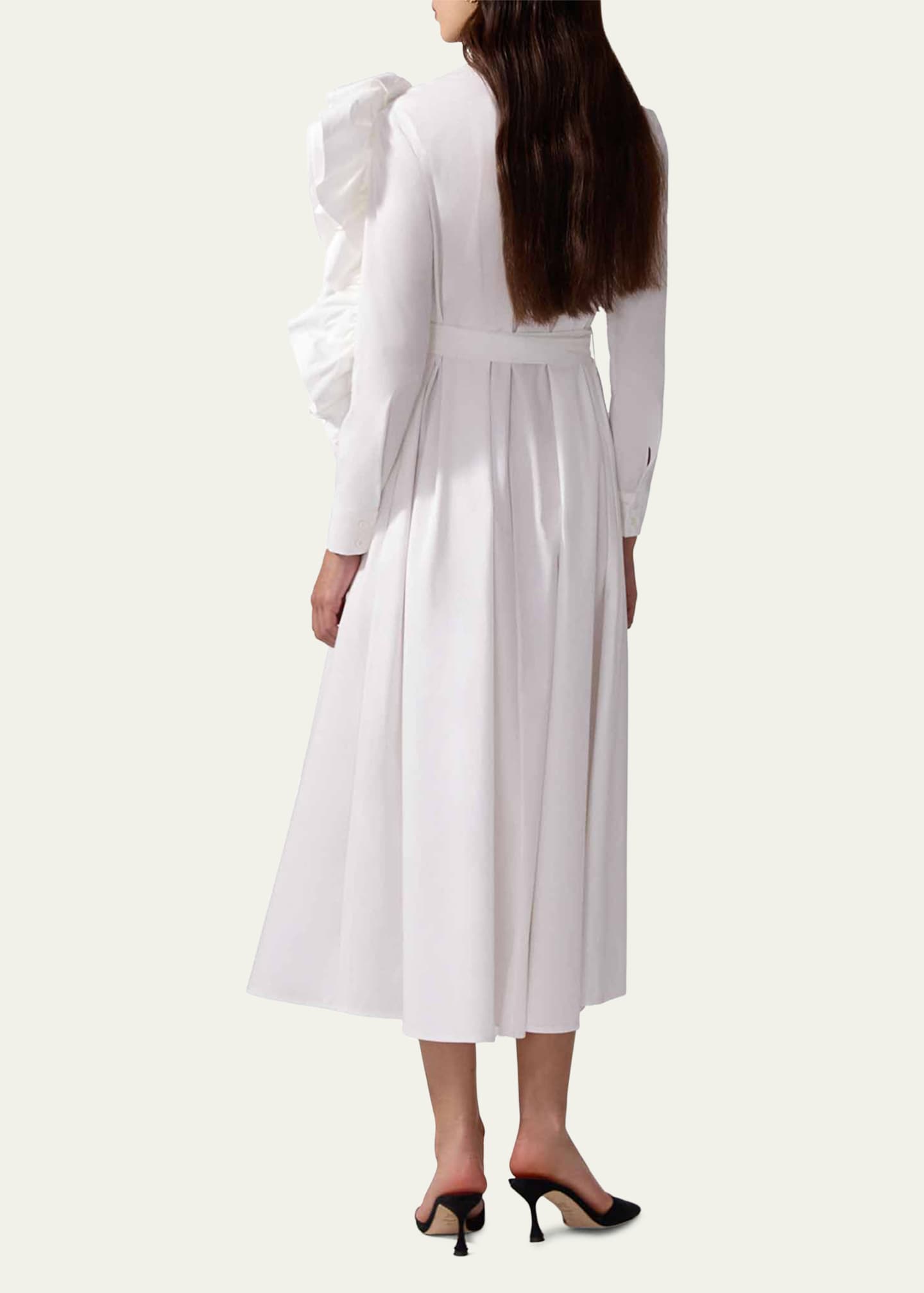 Carolina Herrera Flower Sleeve Midi Shirt Dress Image 3 of 4