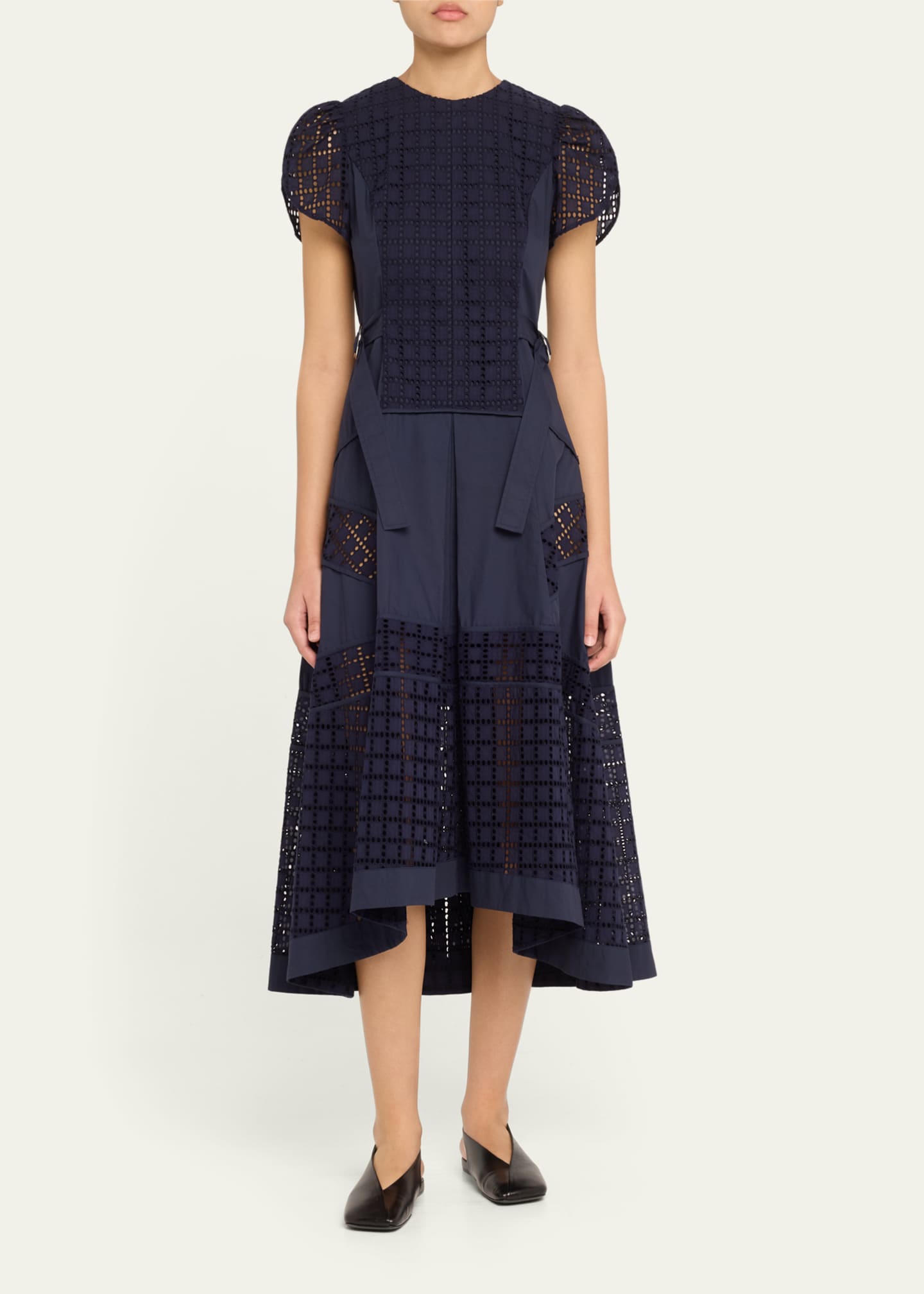 3.1 Phillip Lim Grid Broderie Anglaise Tulip Midi Dress Image 2 of 5