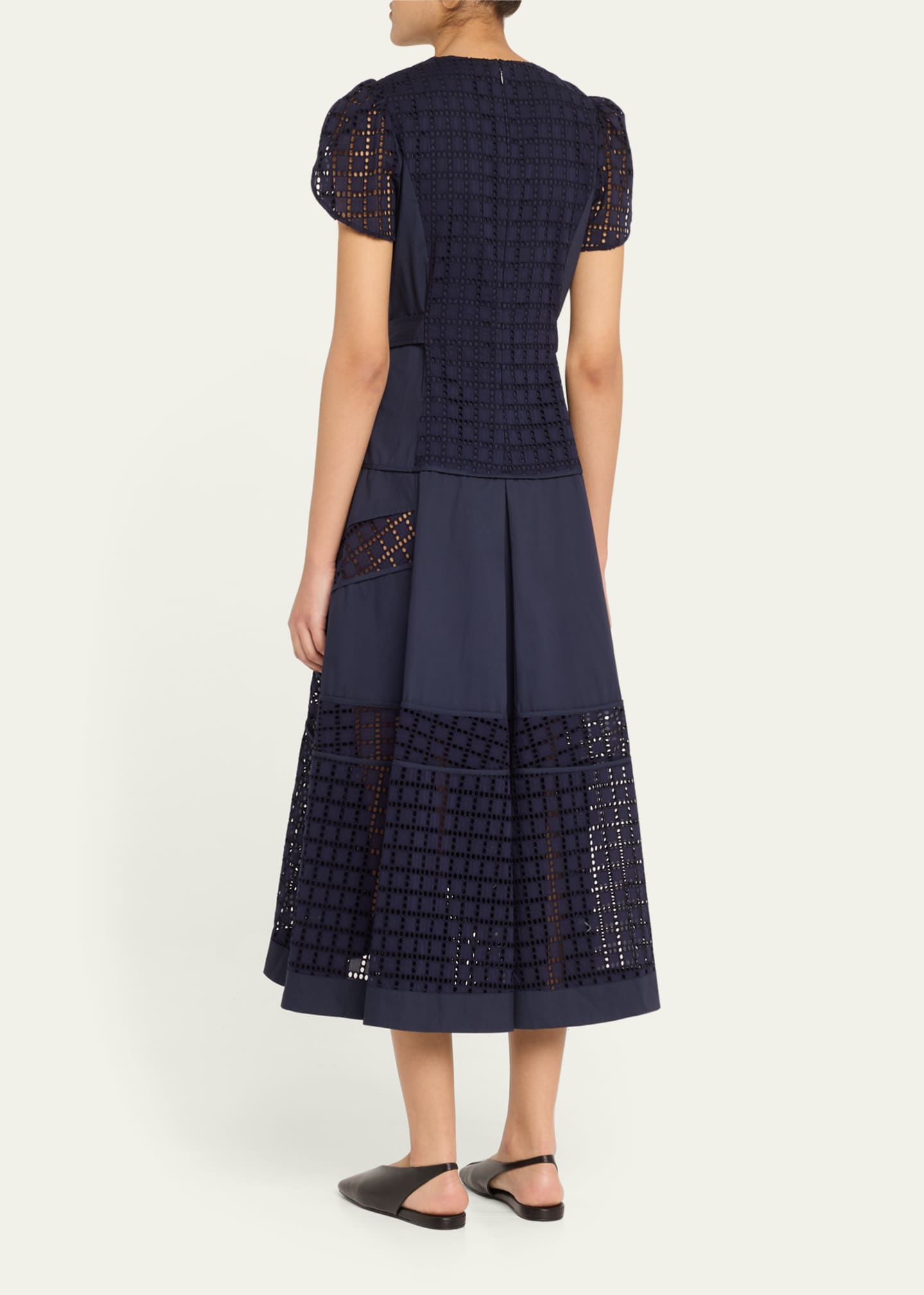 3.1 Phillip Lim Grid Broderie Anglaise Tulip Midi Dress Image 3 of 5