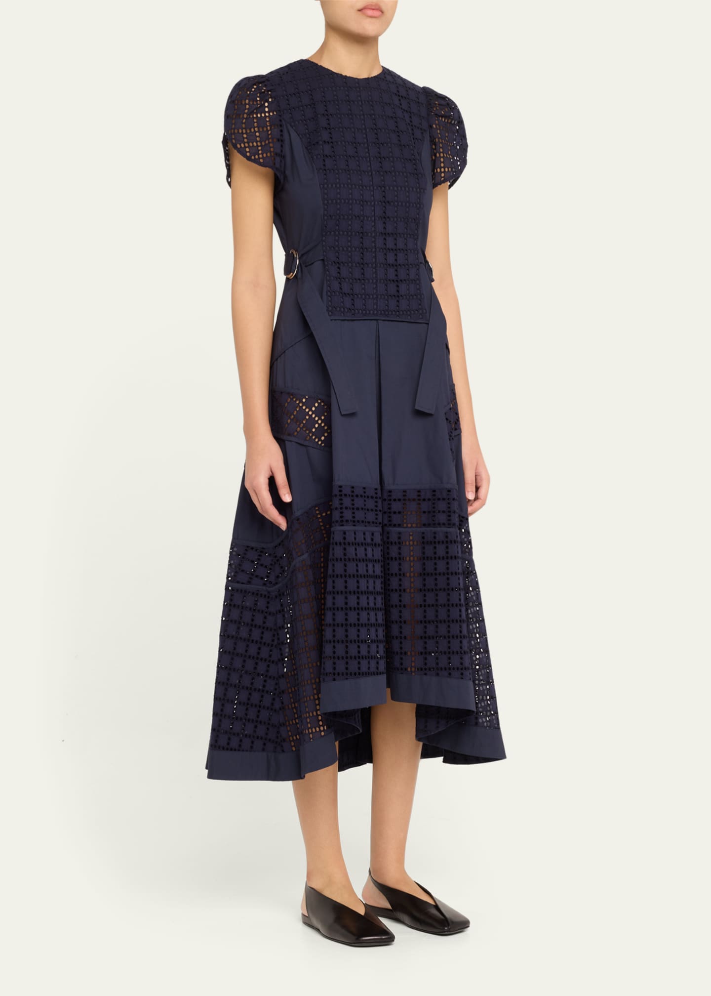 3.1 Phillip Lim Grid Broderie Anglaise Tulip Midi Dress Image 4 of 5