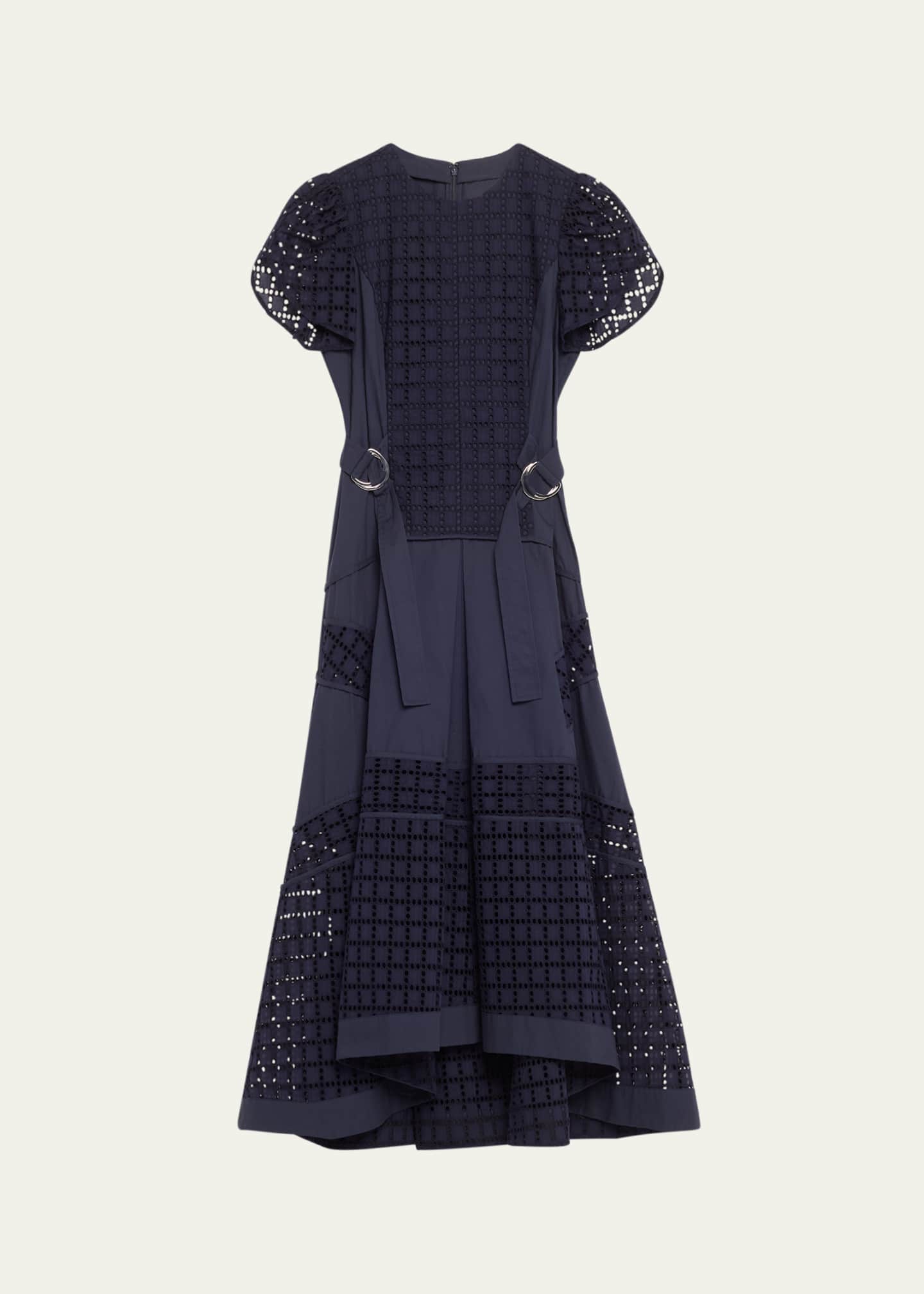 3.1 Phillip Lim Grid Broderie Anglaise Tulip Midi Dress Image 1 of 5