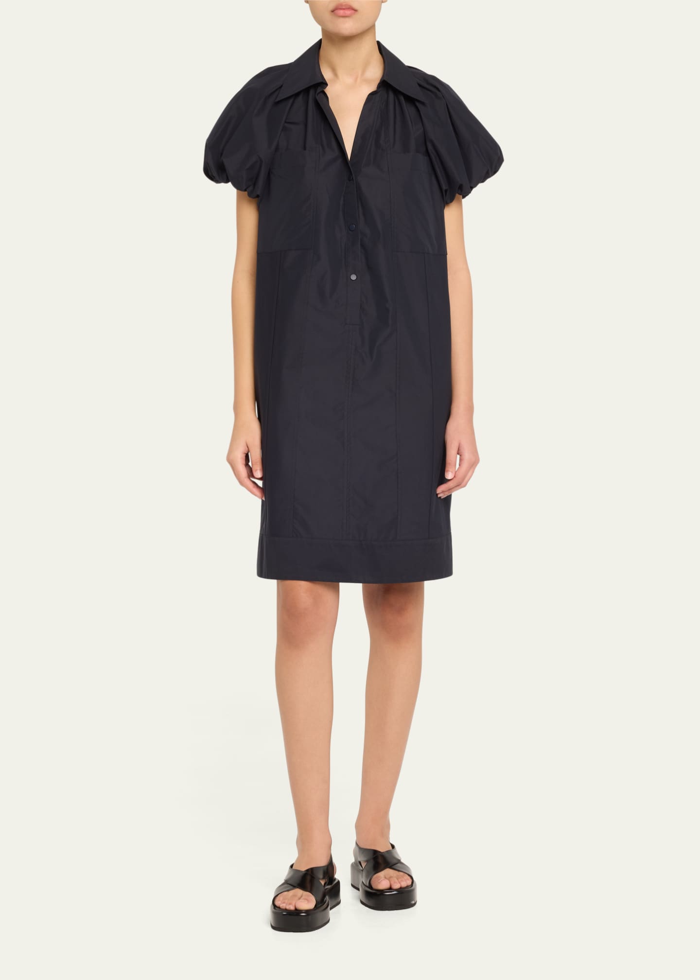 3.1 Phillip Lim Short Puff-Sleeve Shirtdress Image 2 of 5