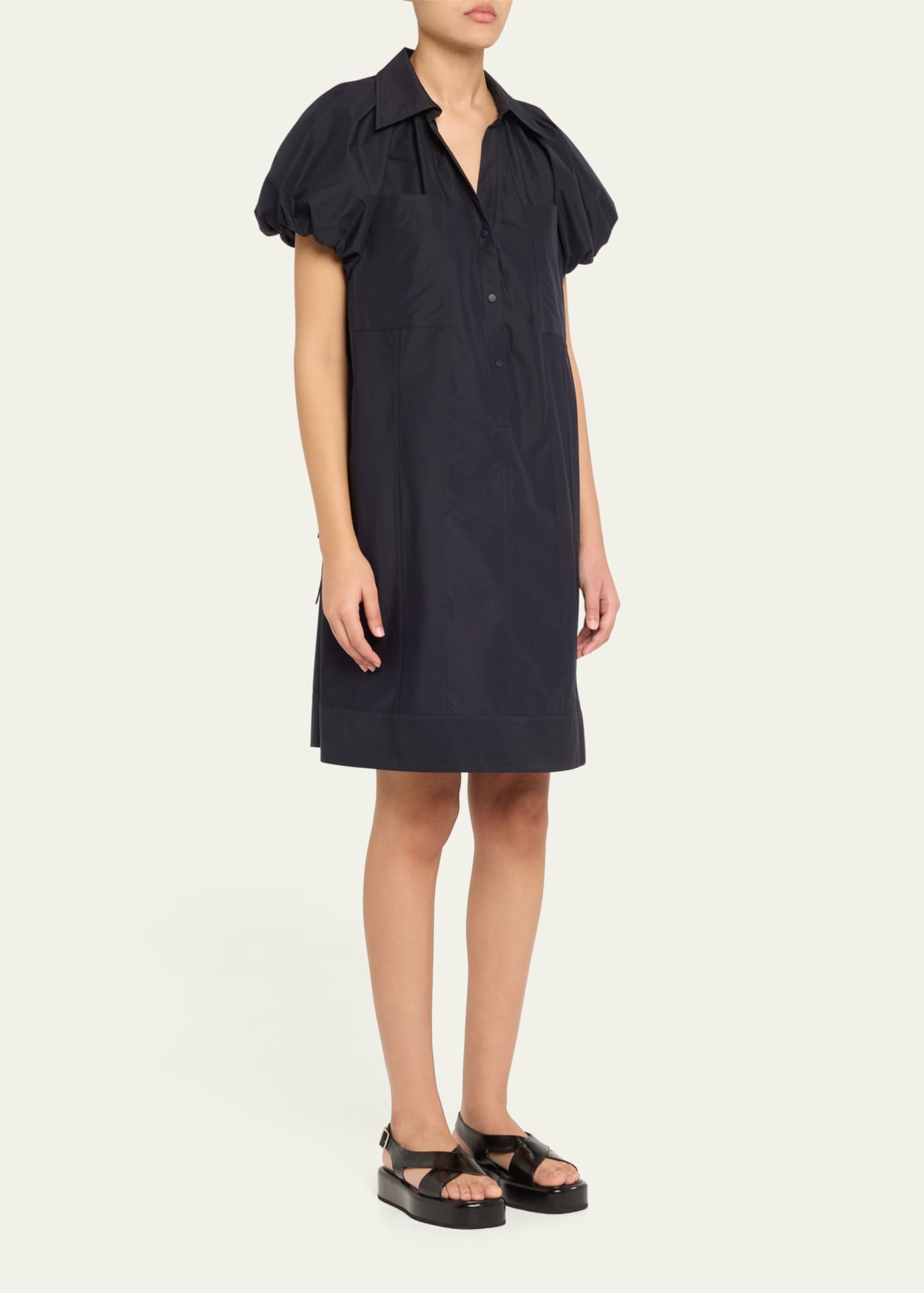 Short Puff-Sleeve Shirtdress