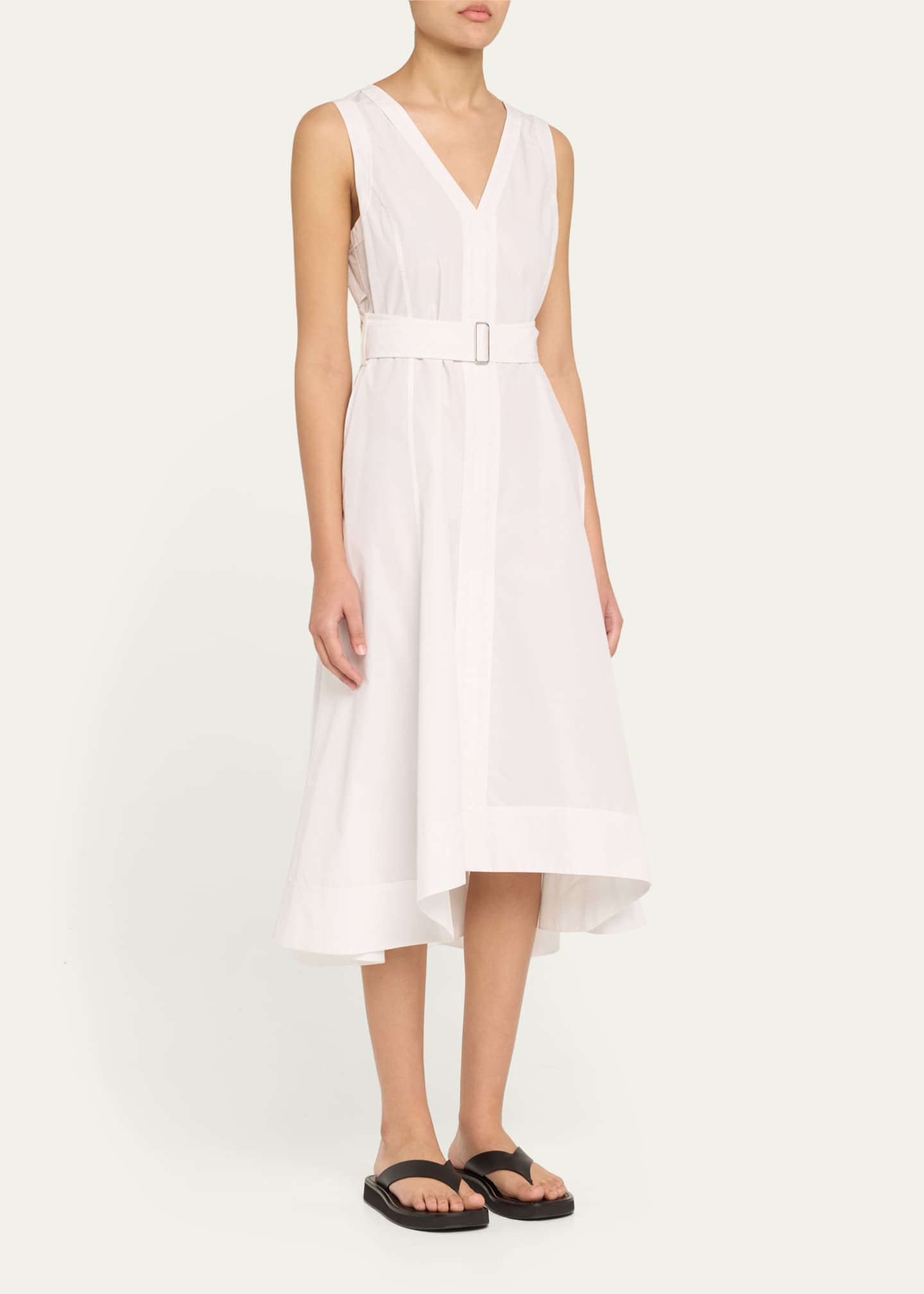 3.1 Phillip Lim V-Neck Sleeveless Belted Midi Dress Image 4 of 5