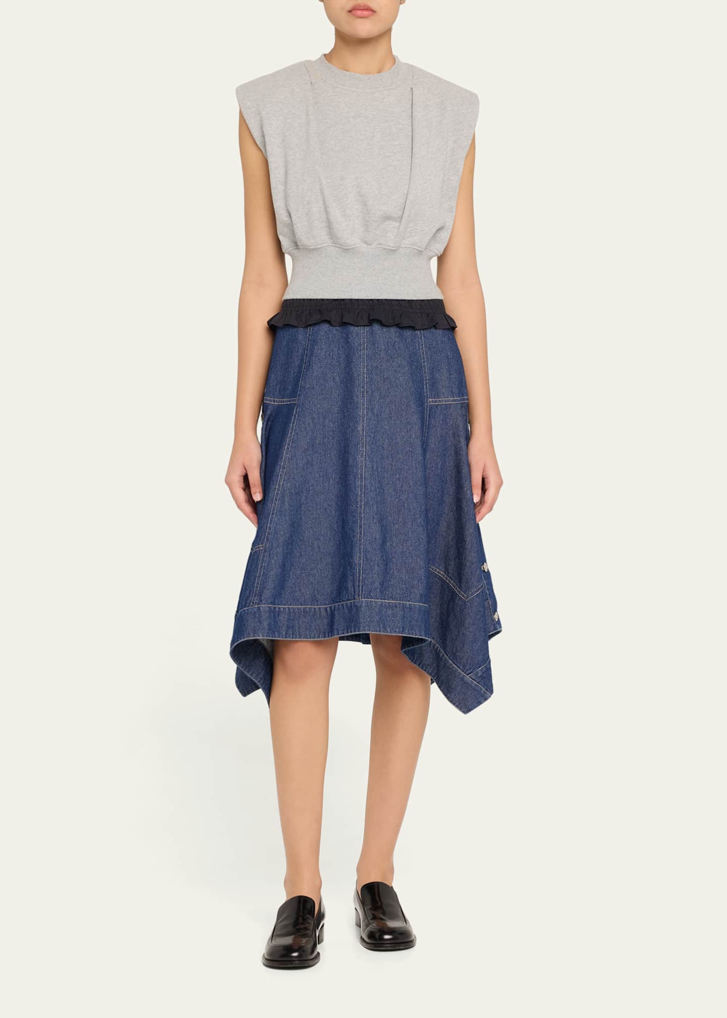 3.1 Phillip Lim Mixed-Media Sleeveless French Terry Midi Dress Image 2 of 5