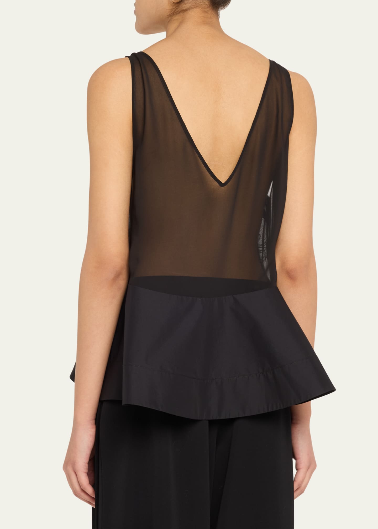 3.1 Phillip Lim Lace Peplum Sheer Silk Tank Top Image 3 of 5