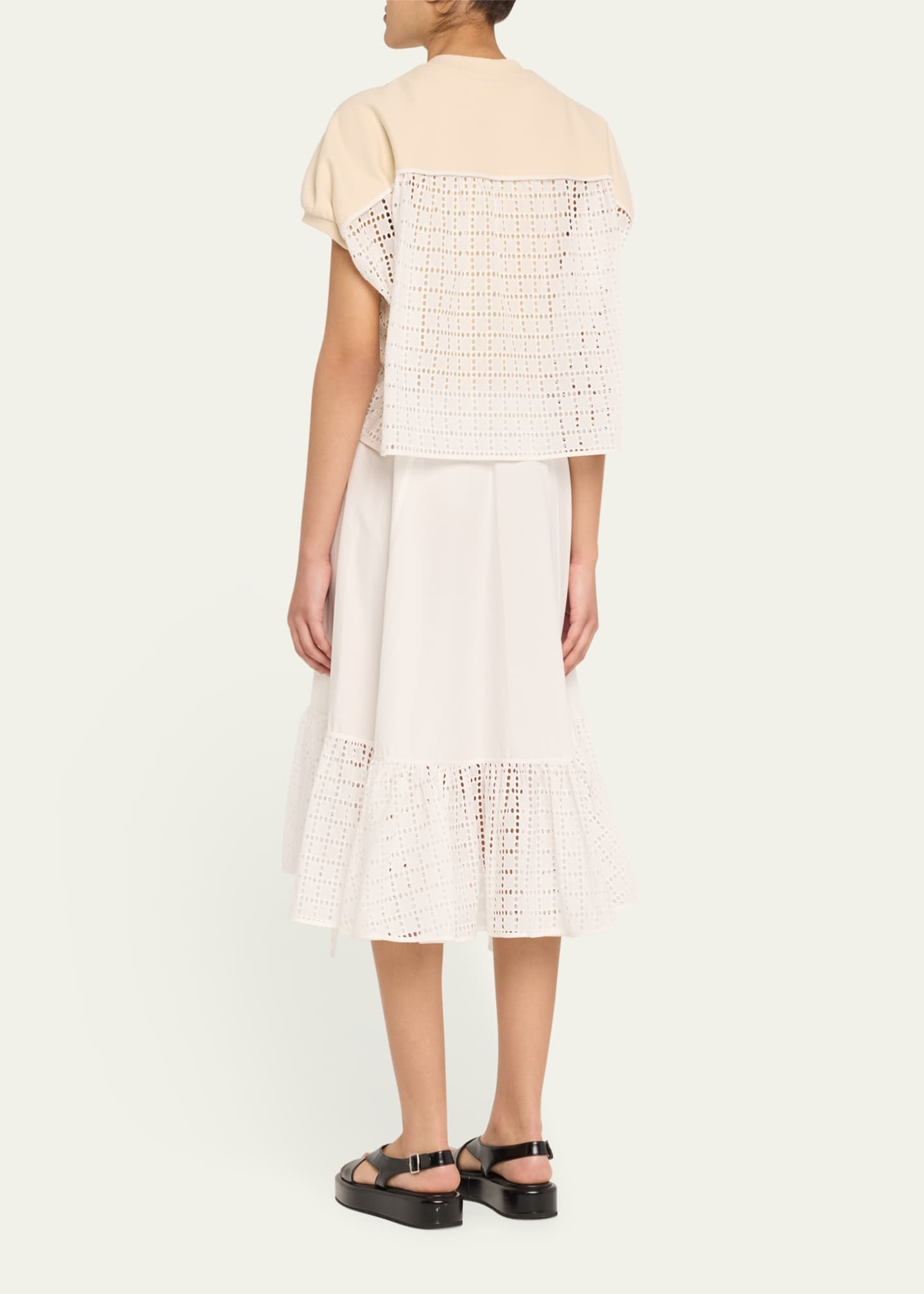 3.1 Phillip Lim Mixed-Media Broderie Anglaise Midi Dress Image 3 of 5