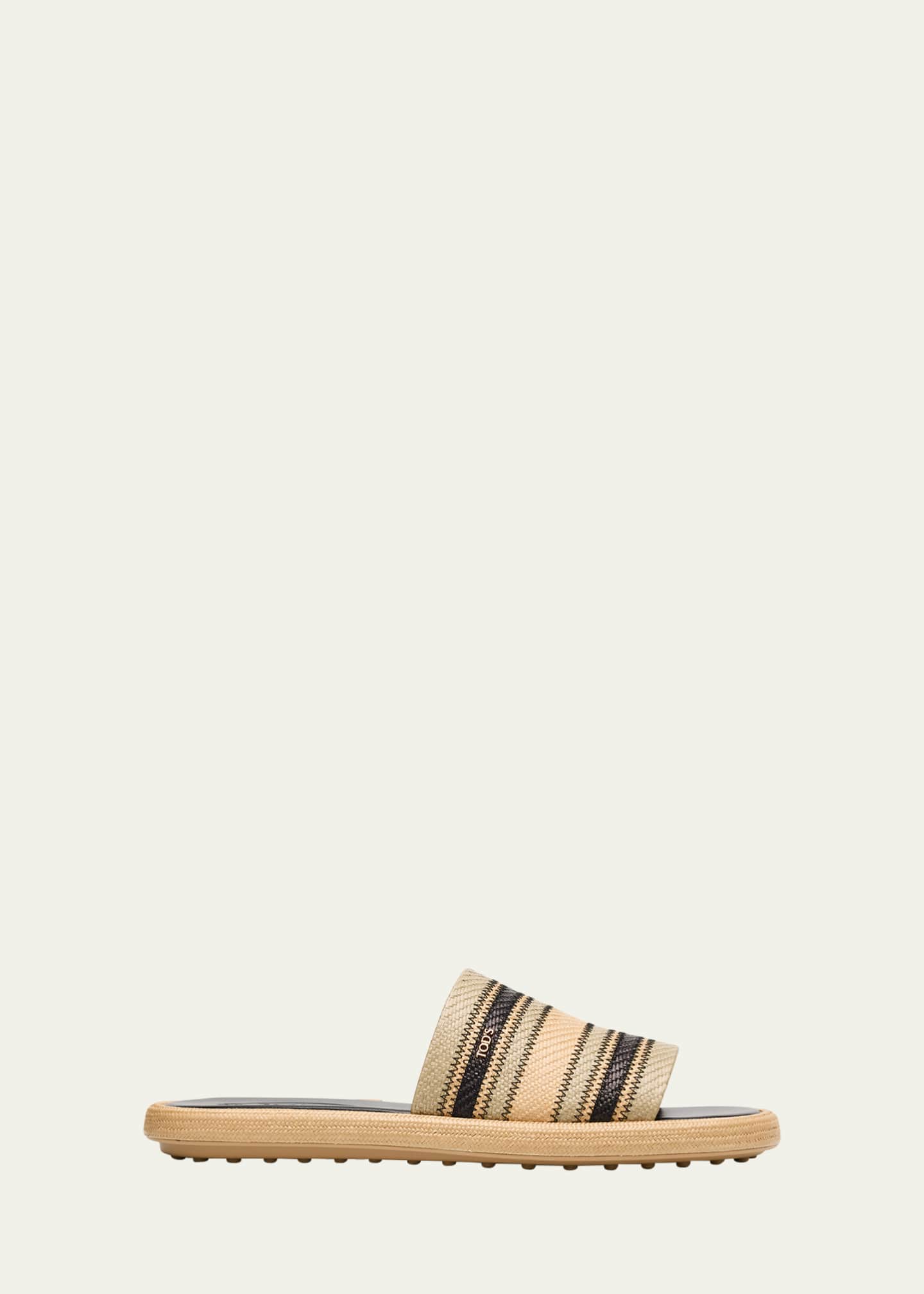 Tod's Palmera Striped Band Slide Sandals Image 1 of 6