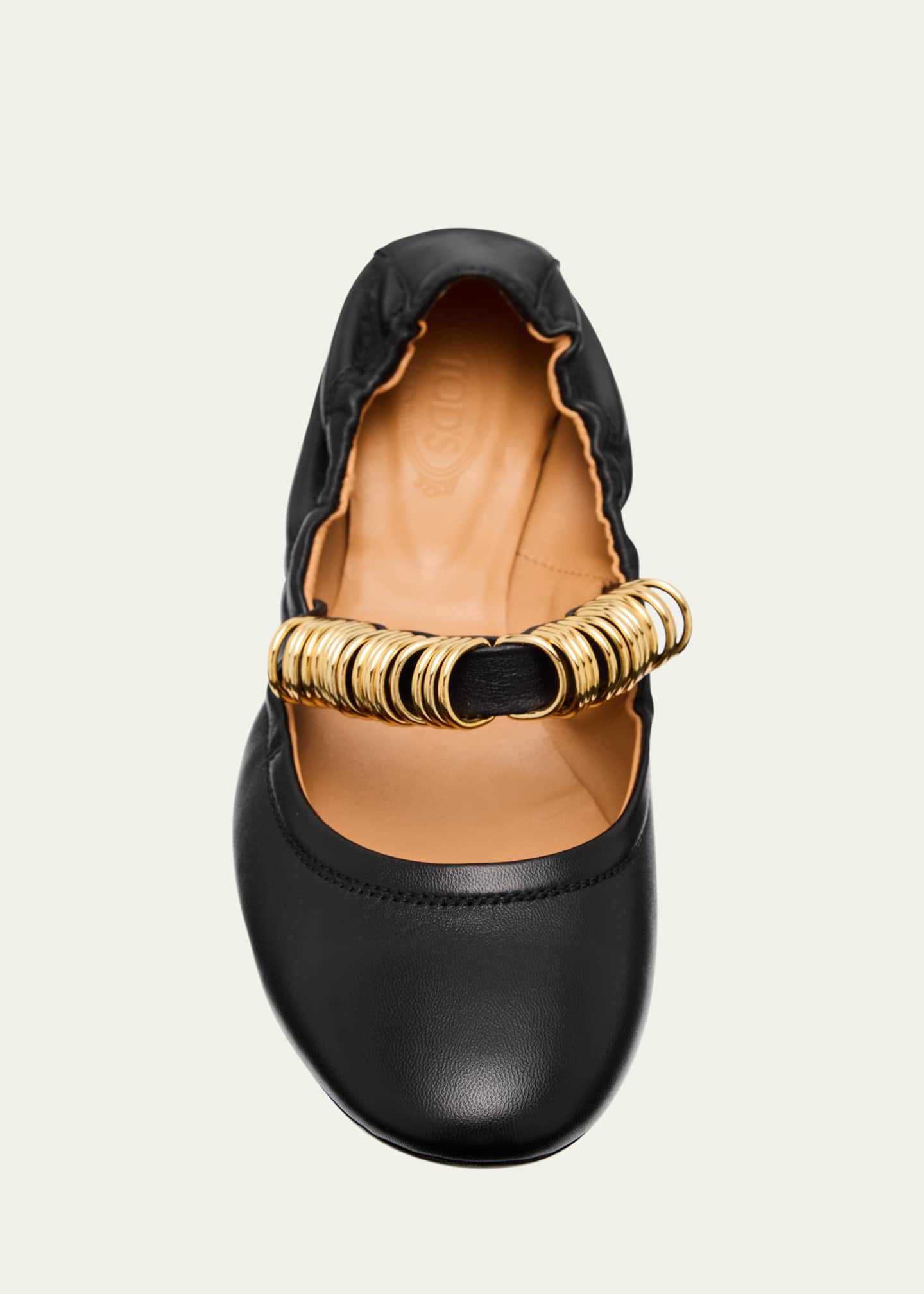 Tod's Cosmo Nappa Leather Band Rings Ballerina Flats Image 4 of 4