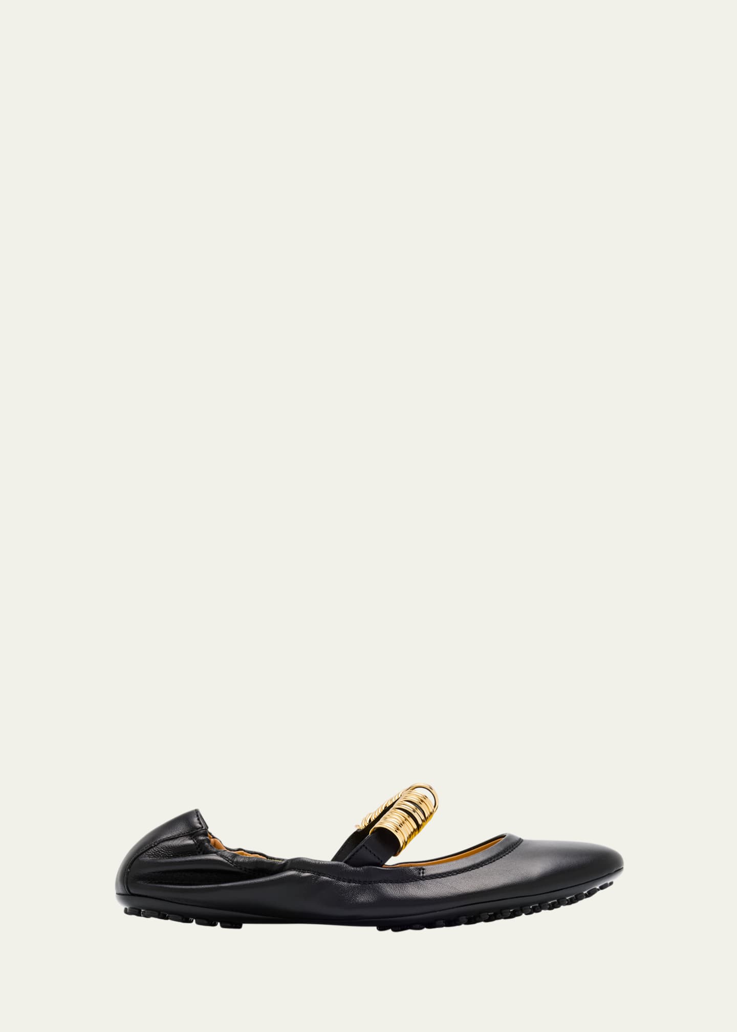 Tod's Cosmo Nappa Leather Band Rings Ballerina Flats Image 1 of 4
